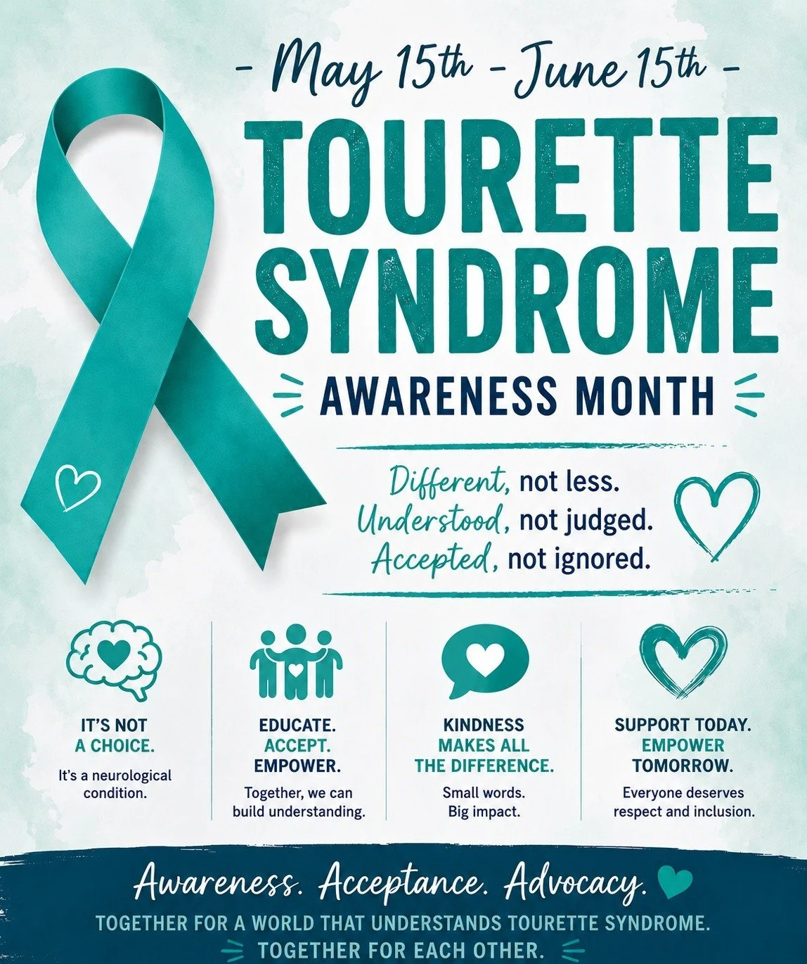 Tourette Syndrome Awareness Month is here &mdash; May 15th through June 15th 💙💚

Please click on the 🔗 link in my bio for the clickable links to learn more 

Tourette Syndrome is more than what people see on the surface. It&rsquo;s important to sp