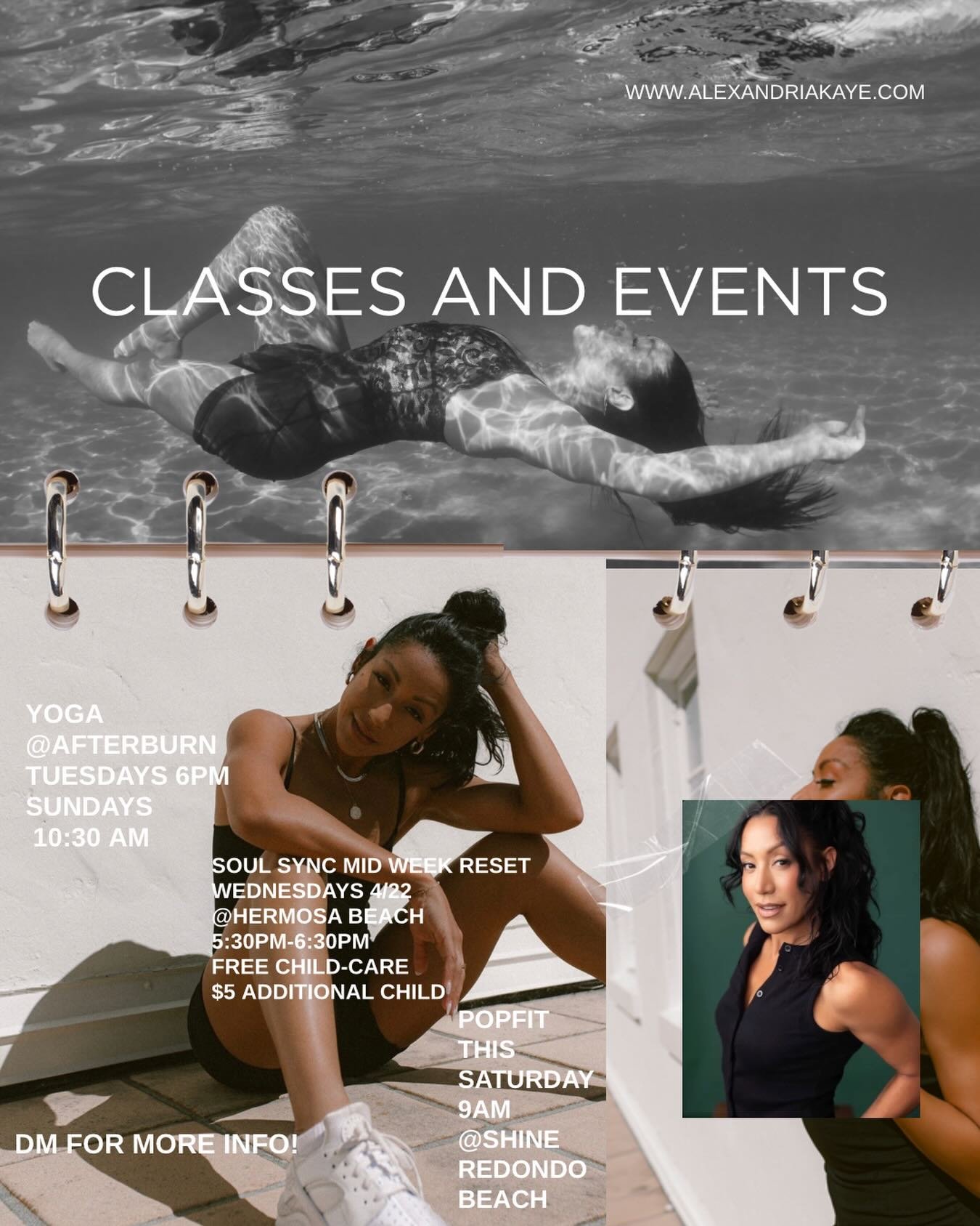 Just in case you didn&rsquo;t know&hellip; this is where you can find me 🤍

Tuesdays + Sundays flowing @afterburnfitness 
Wednesdays New Class 4/22
(child care provided)resetting ✨
This Saturday PopFit @shinesocietyfitness 💃🏽

A little something f