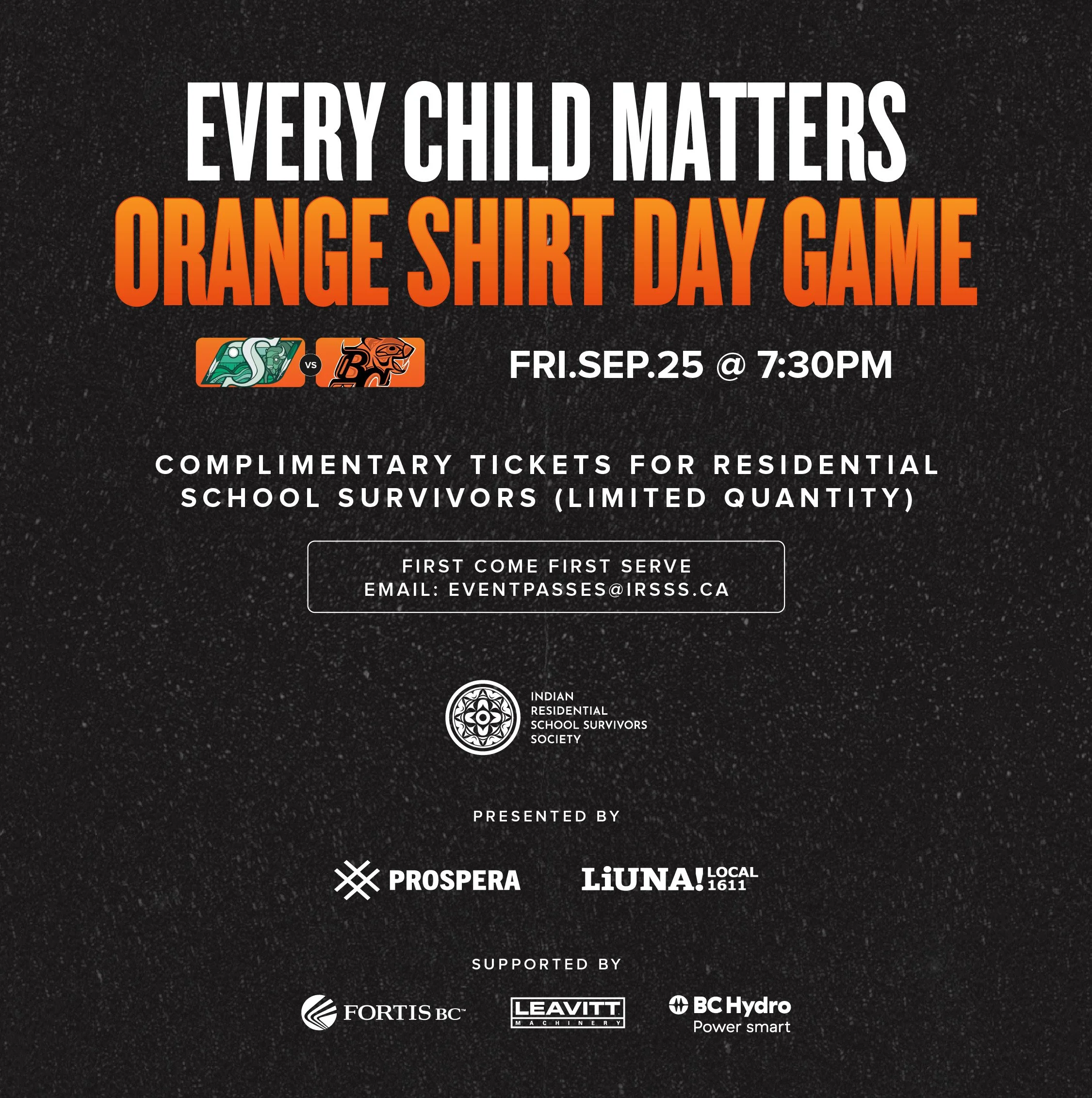 6th Annual BC Lions Orange Shirt Day Game