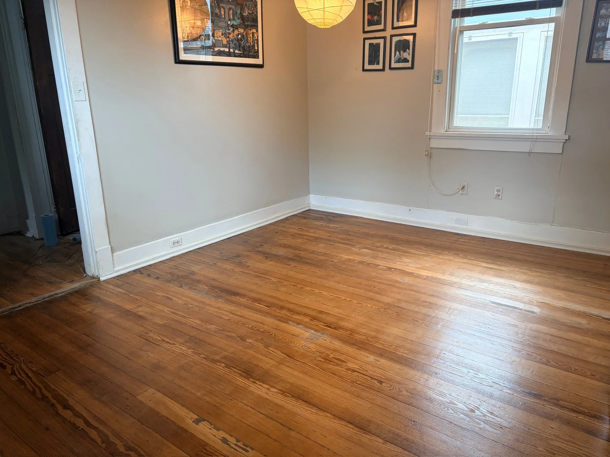 Heart-pine wood floor restoration - this was covered in 3 layers of linoleum!