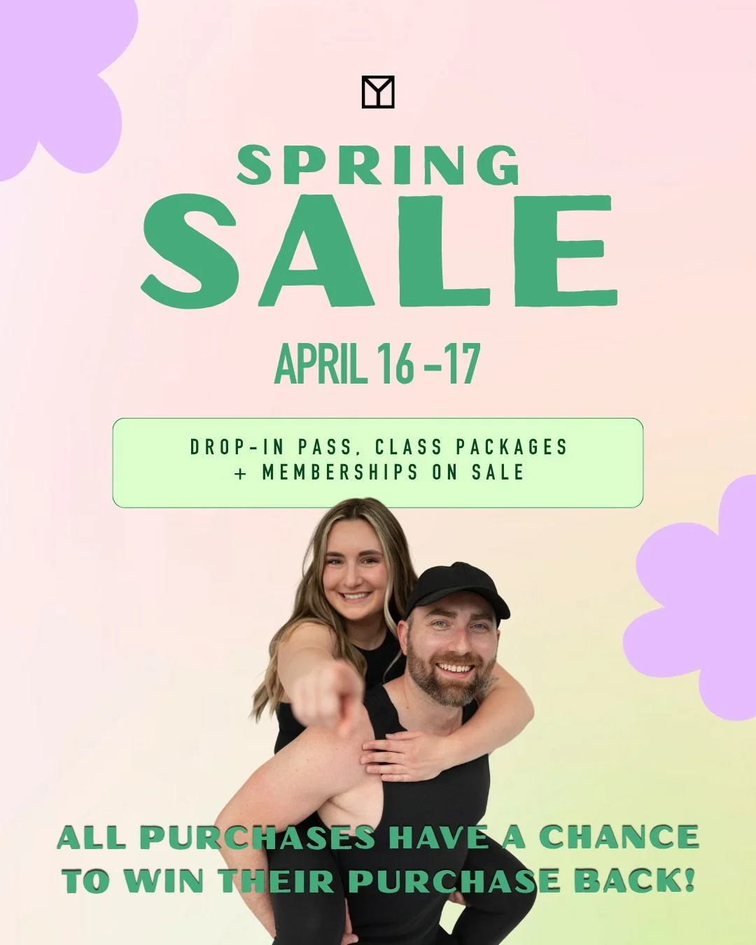 🌸 Spring Into Savings 🌸 For 2 days only, our drop-in passes, class packages, and memberships are on sale! SWIPE to view more details ➡️
⠀⠀⠀⠀⠀⠀⠀⠀⠀
🌷𝟭𝟱% 𝗼𝗳𝗳 𝗗𝗿𝗼𝗽-𝗜𝗻 𝗣𝗮𝘀𝘀𝗲𝘀 + 𝗔𝗹𝗹 𝗖𝗹𝗮𝘀𝘀 𝗣𝗮𝗰𝗸𝗮𝗴𝗲𝘀
- Can combine with any 