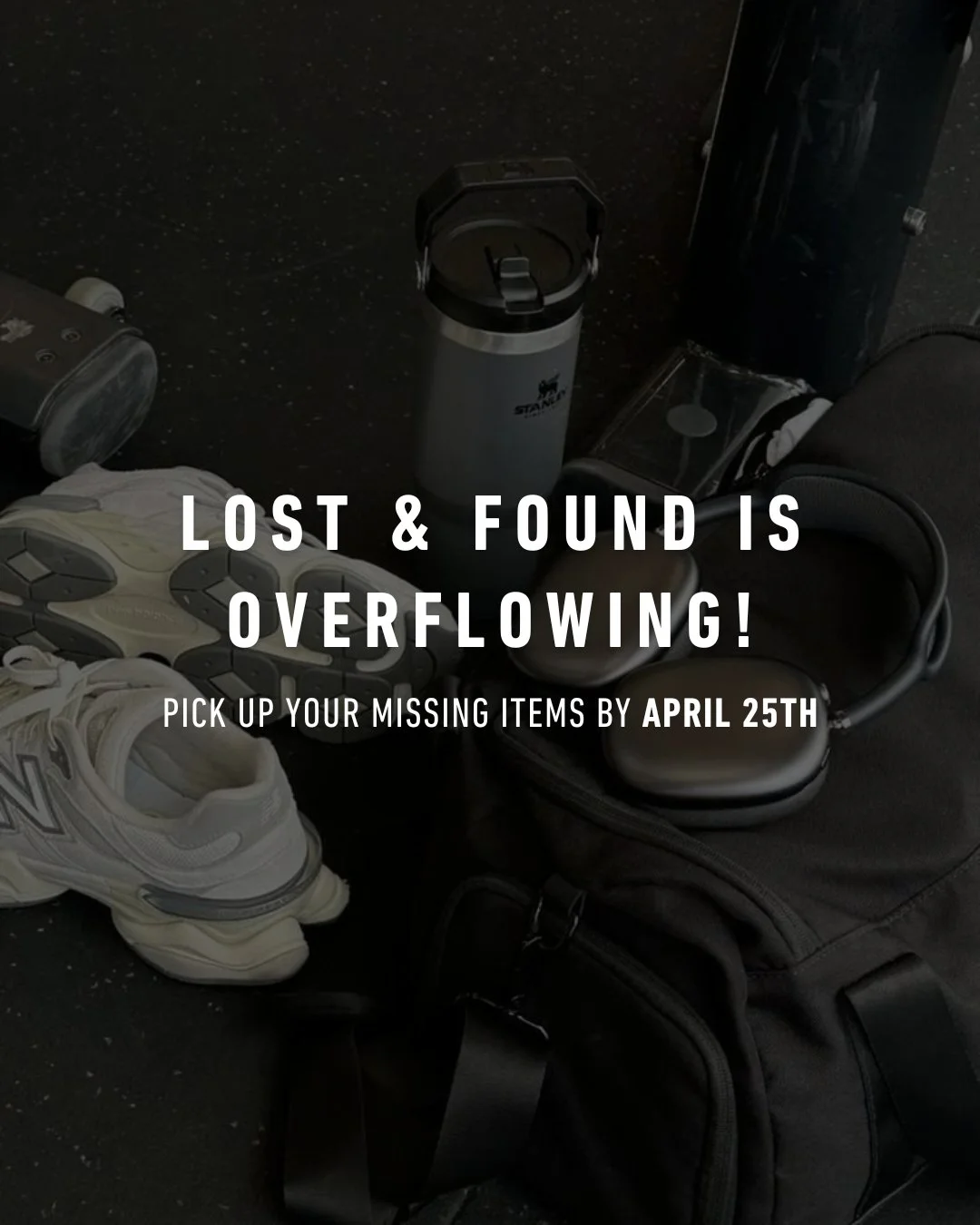 Our lost and found is overflowing with water bottles, hoodies, and lots more! ✨ If you&rsquo;ve left something behind, now&rsquo;s the time to claim it.

We&rsquo;ll be donating all unclaimed items on April 25th, so swing by the front desk and check 