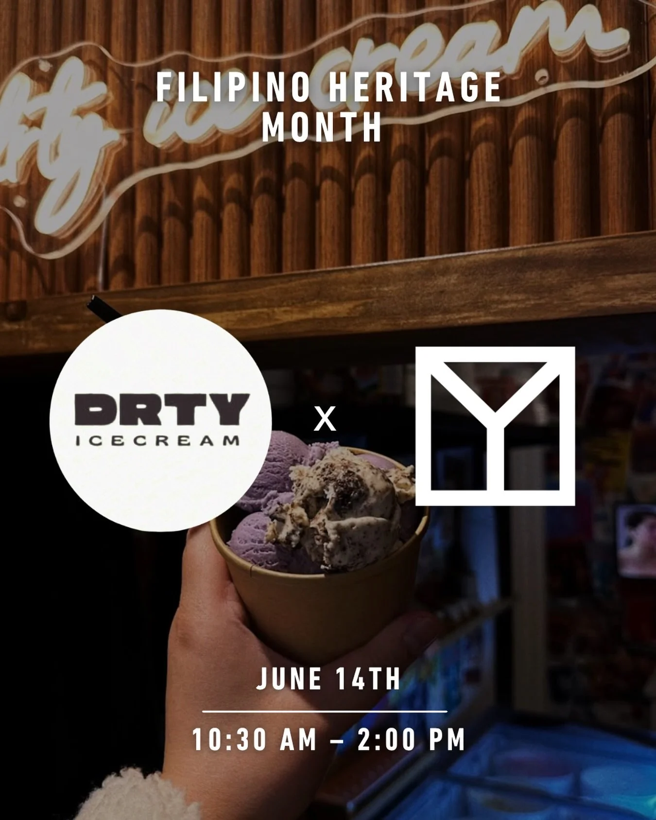 Celebrating Filipino Heritage Month with @drtyicecream 🍦🇵🇭⁠
⁠
Join us on 𝗦𝘂𝗻𝗱𝗮𝘆, 𝗝𝘂𝗻𝗲 𝟭𝟰𝘁𝗵 𝗳𝗿𝗼𝗺 𝟭𝟬:𝟯𝟬𝗔𝗠 - 𝟮:𝟬𝟬𝗣𝗠 before or after class!⁠
⁠
✨Ice cream available for purchase⁠
✨Unique flavours inspired by Filipino cultur