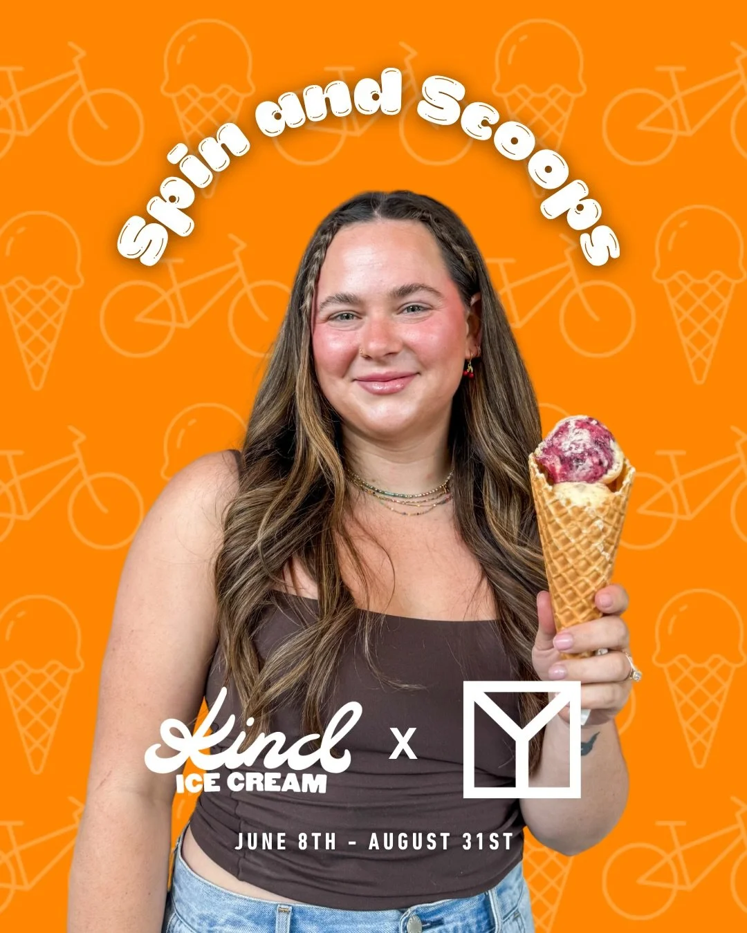 Spin &amp; Scoops is back! 🍦 Purchase a regular drop-in pass ($32) and get a free single scoop waffle cone from @kindicecream⁠
⁠
🚲 Check into class + we will give you a voucher card to redeem at KIND Ice Cream!⁠
⁠
🔗 Purchase in the link in bio.⁠
⁠