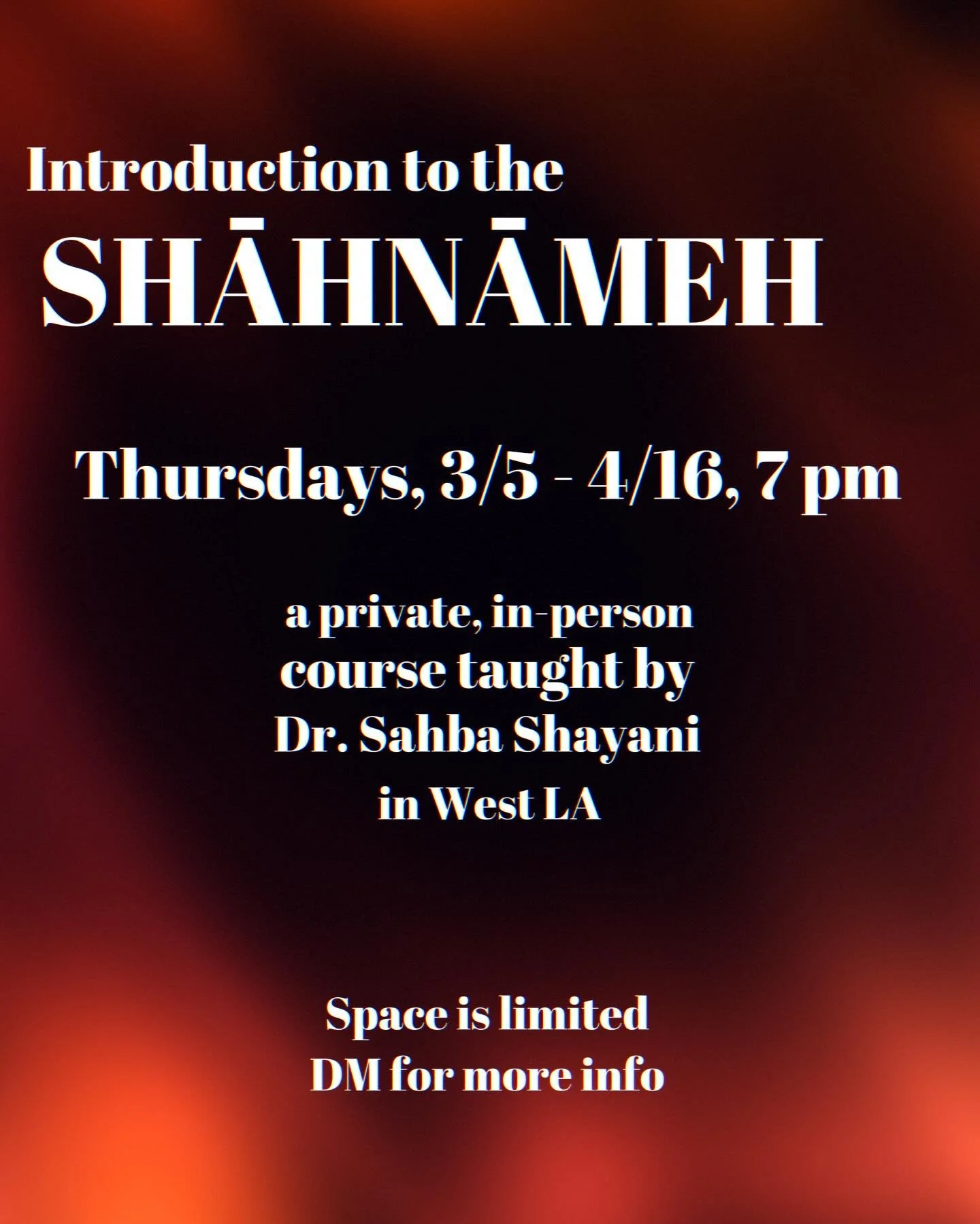 I&rsquo;ve decided to offer this course now because the Shāhnāmeh is a text that has accompanied the people of Greater Iran for over a millennium, inspiring and invigorating them throughout their toughest times, protecting and magnifying their unique