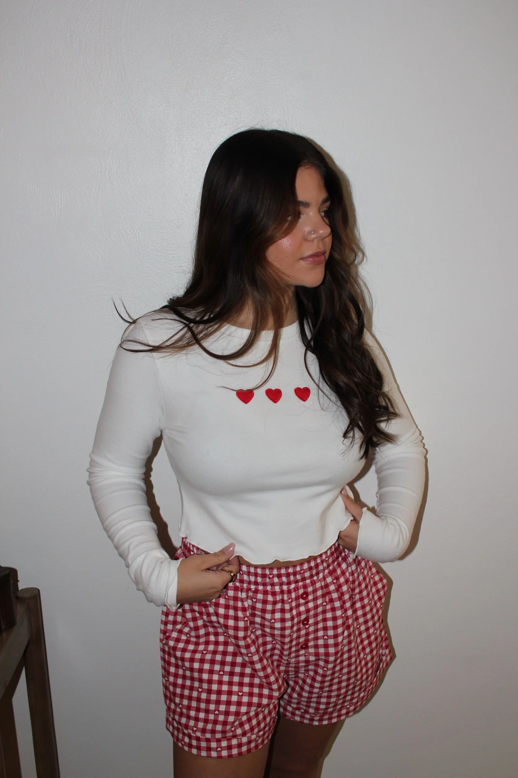 Heart Embroidered Knit Top