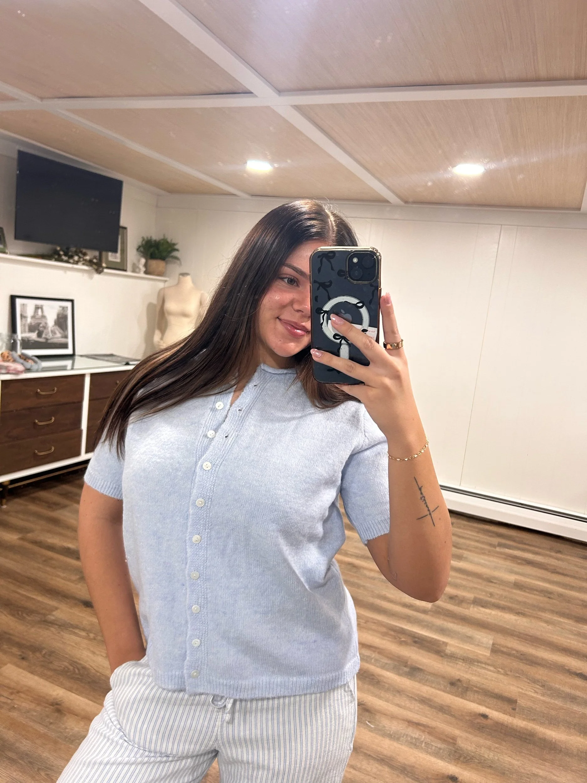 Short Sleeve Button Down Cardigan