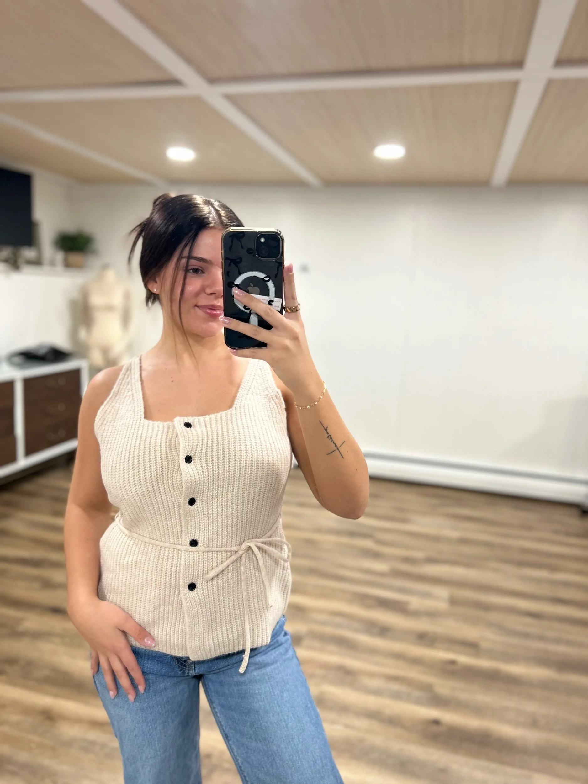 Sleeveless Button Down Top