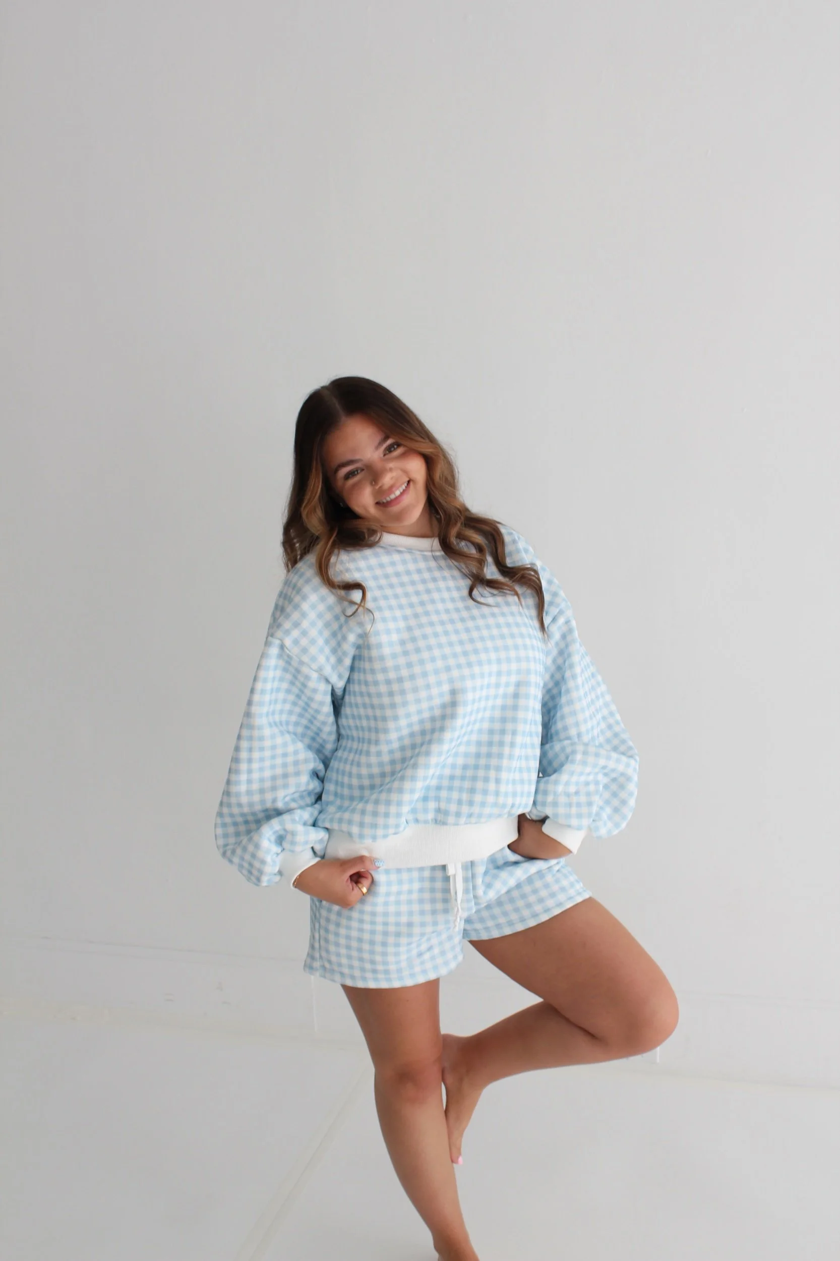 Gingham Two Piece Sweat Set