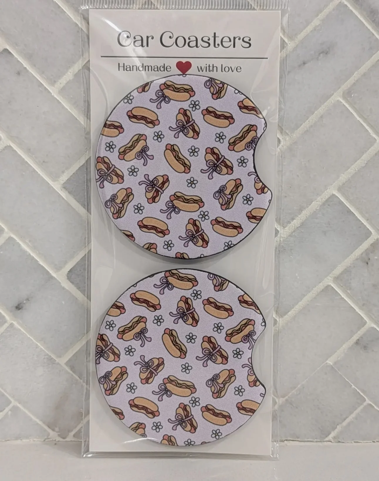 Hot Dog Lover Car Coasters