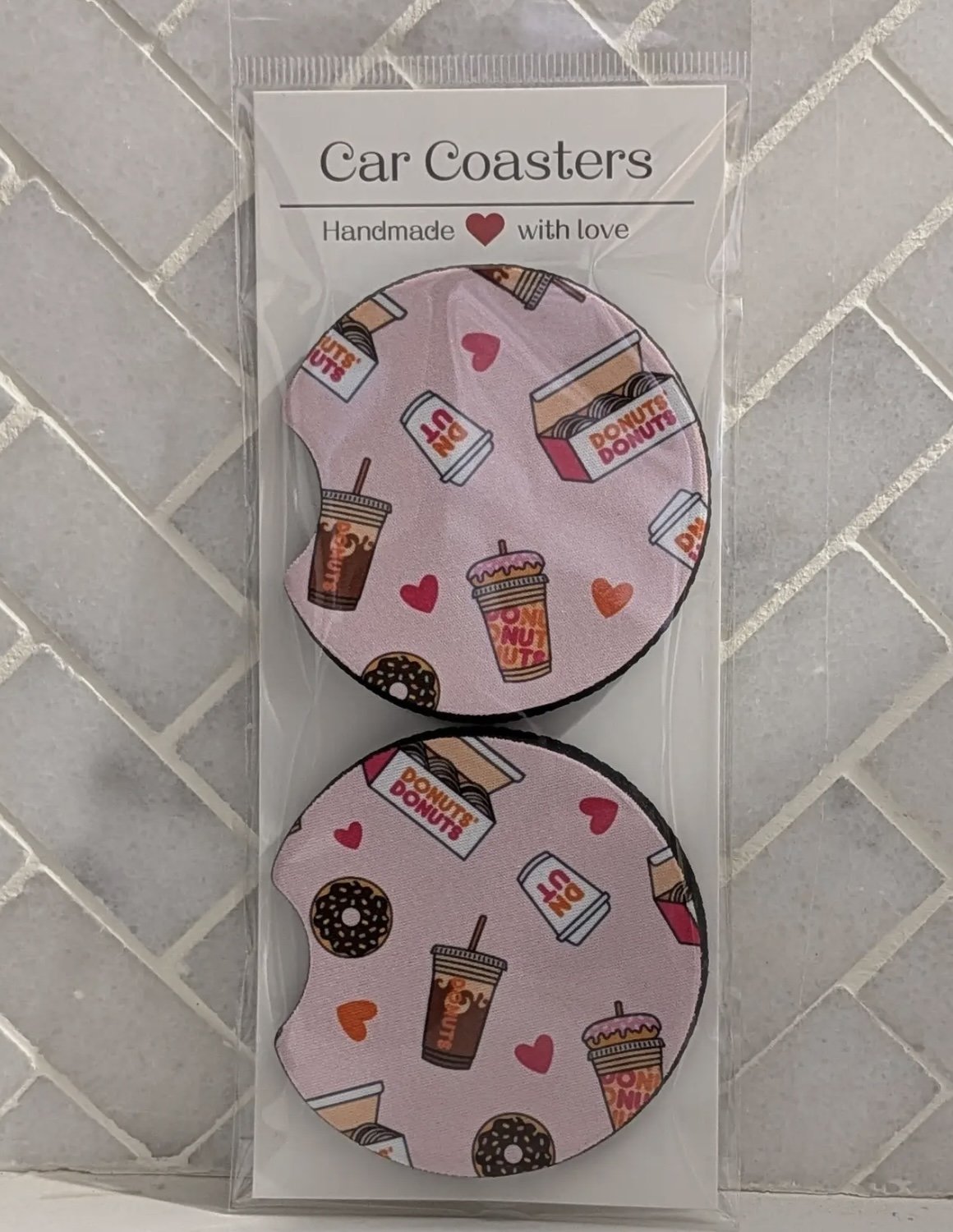 Pink Dunkin' Car Coasters