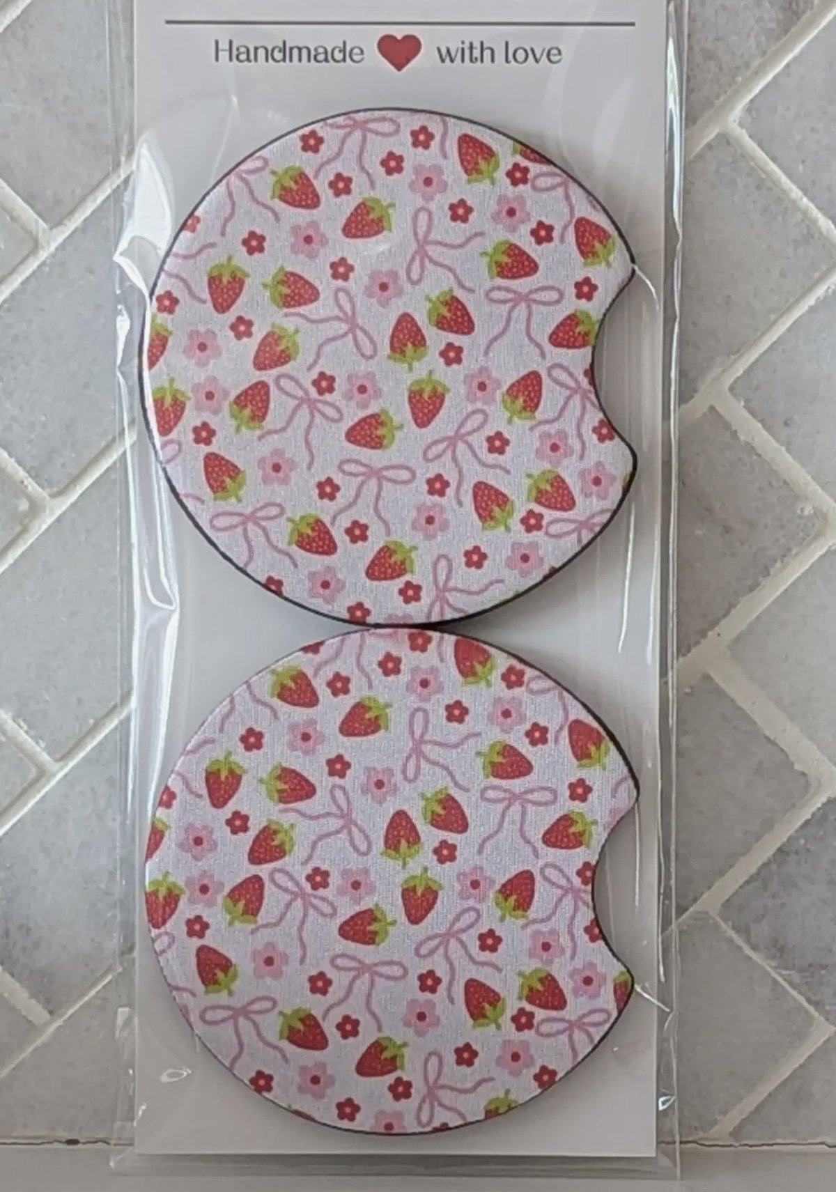 Strawberry Coquette Car Coasters