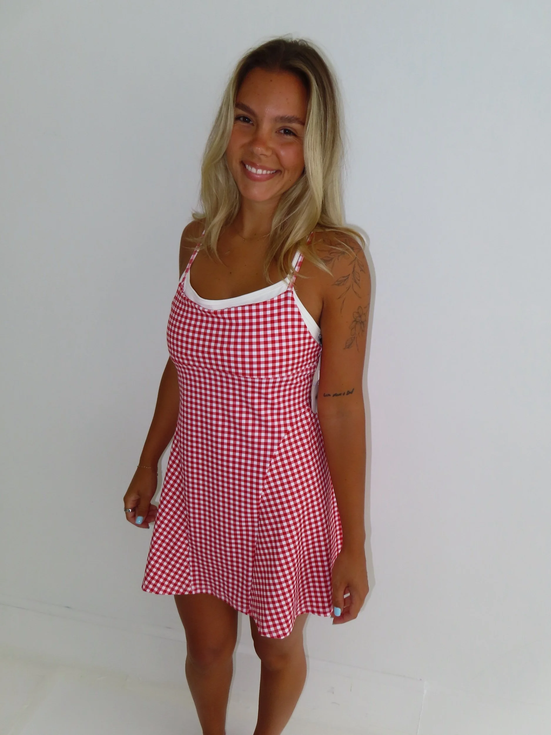Red Gingham Double Lined Dress