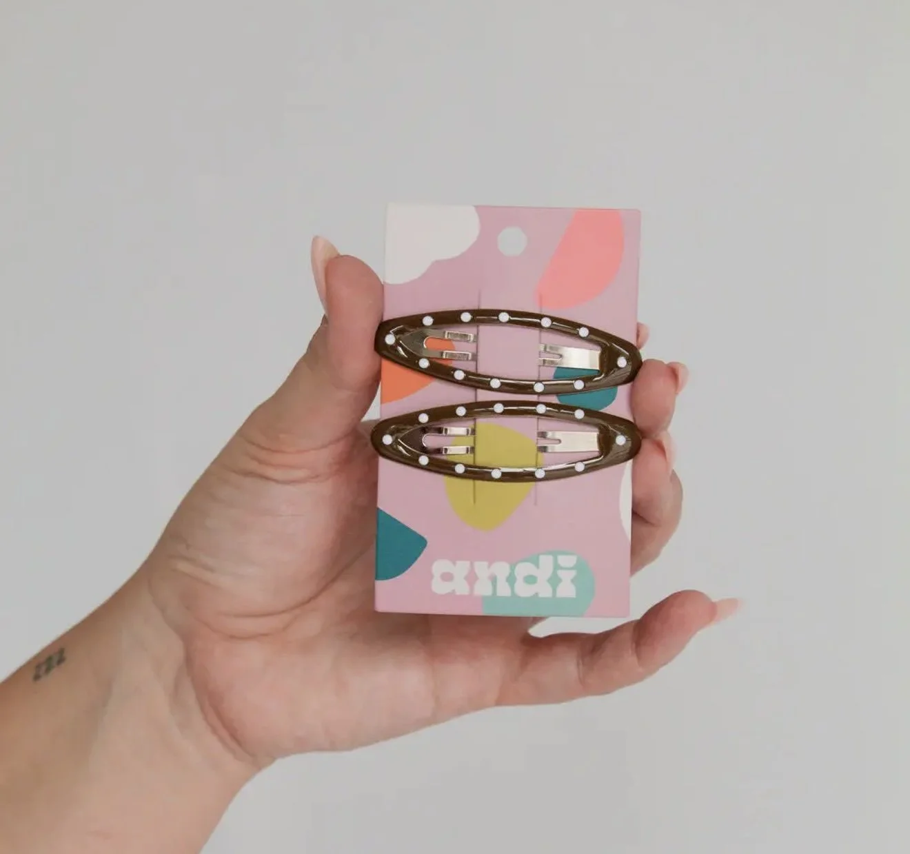 Brown Polka Dot Snap Clips