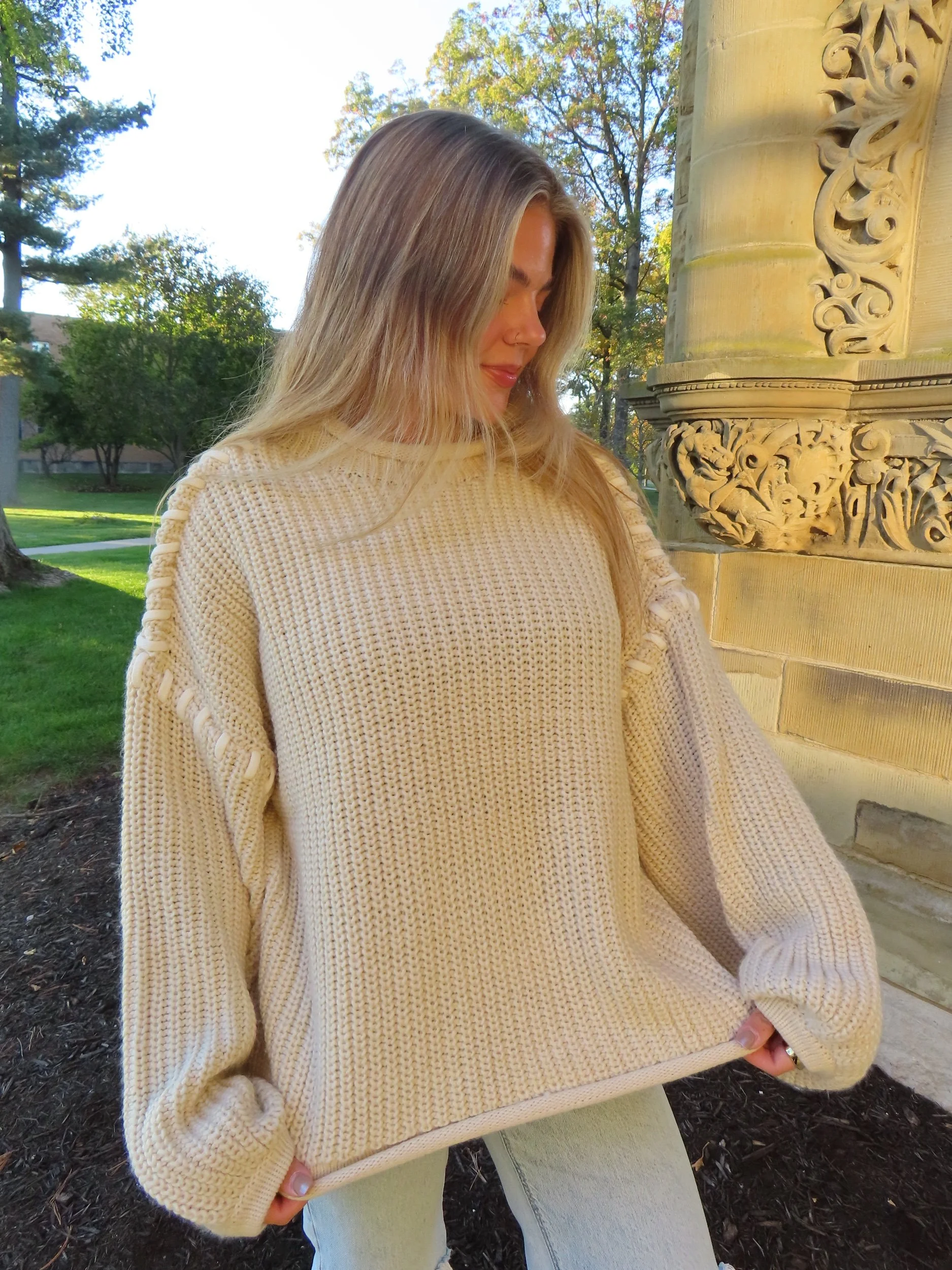 Cream Cable Stitch Sweater