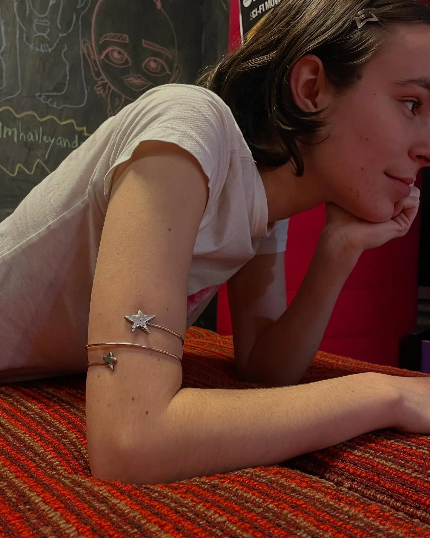 Some pieces I&rsquo;ve made recently  1. Star arm band in sterling silver for Annabelle.  2. Locket for Jamie in sterling silver with an Indian agate stone necklace.  3. Blue onyx necklace for Paula&rsquo;s birthday  4. Sterling silver star earrings 