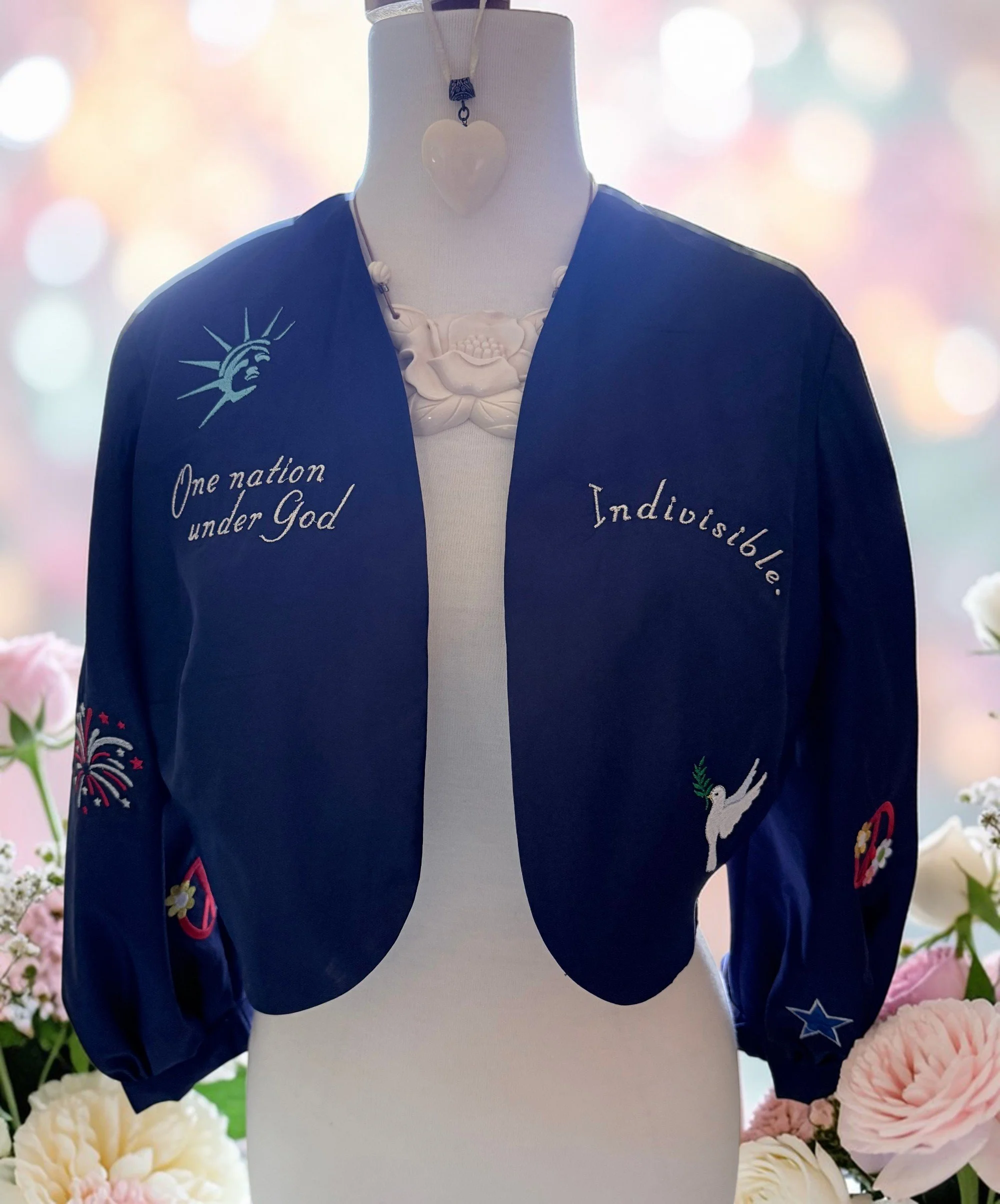 sustainable luxury outfit featuring vintage inspired bolero jacket