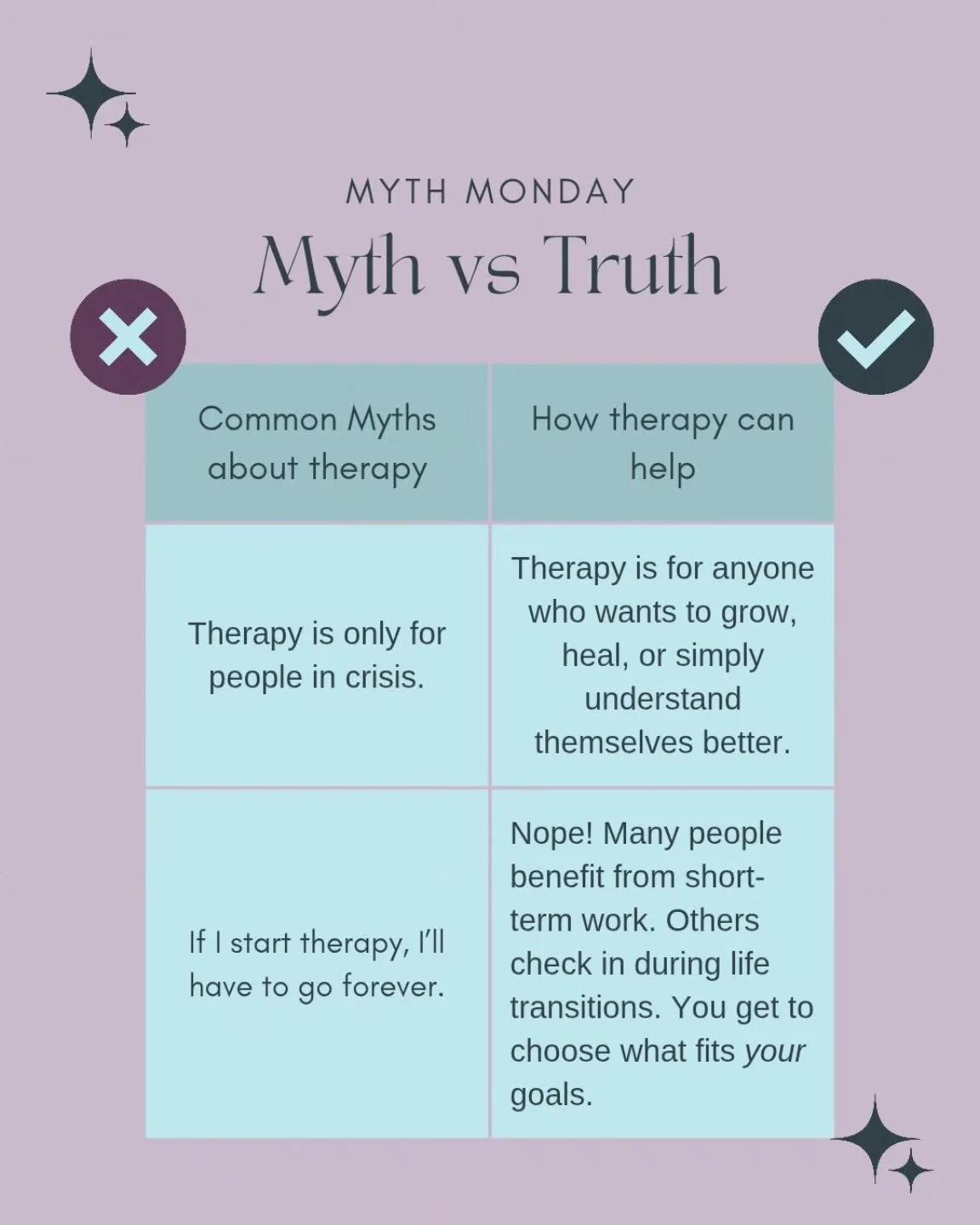 Therapy is powerful, personal, and flexible. The only thing required is a willingness to show up.

Let&rsquo;s normalize support that helps you thrive&mdash;not just survive.

Which myth did you hear growing up? 👇
#VividMinds #MythMonday #TherapyIsF