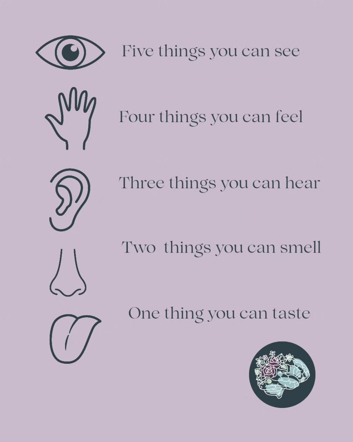 🌿 Grounding with the Five Senses 🌿

When anxiety or overwhelm takes over, grounding can help bring you back to the here and now. One of the most effective tools is the Five Senses Technique &mdash; quick, simple, and powerful.

✨ Classic 5-4-3-2-1 