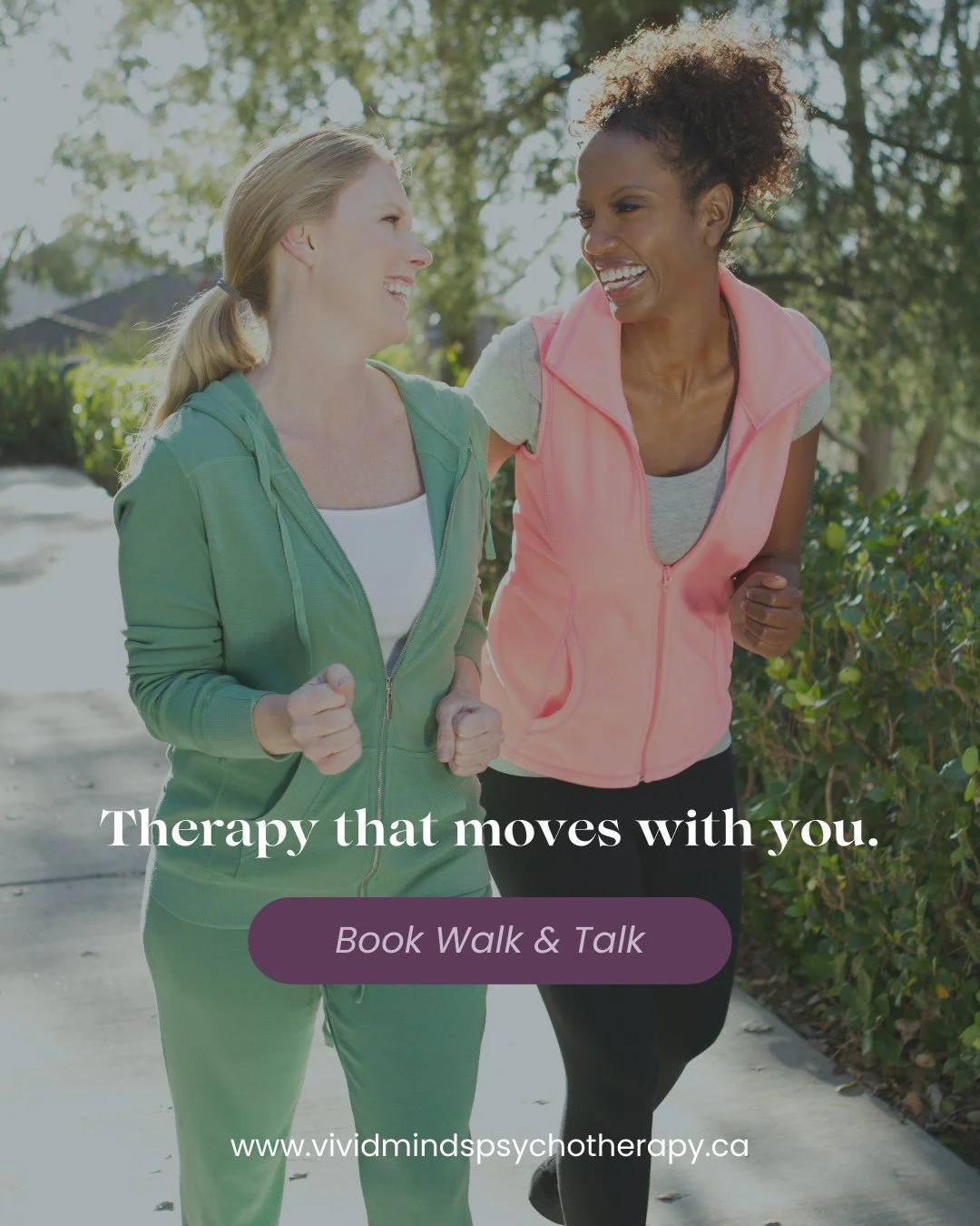 At Vivid Minds, we know that putting words to your feelings can be intimidating&mdash;so we create spaces that make it gentler, not heavier. 🌿⁠
⁠
Alongside in-office and online sessions, our Walk &amp; Talk option pairs therapeutic conversation with
