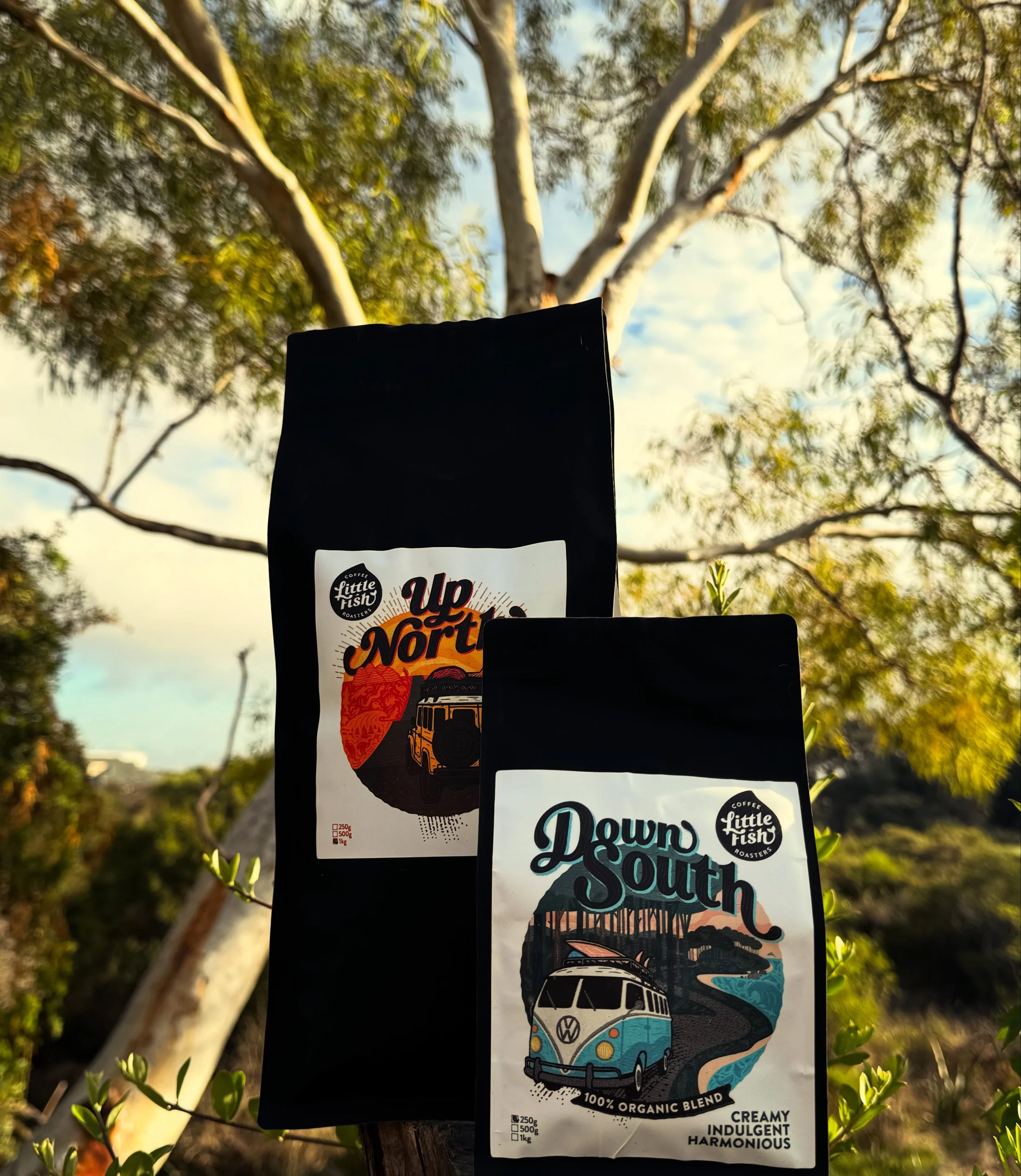 Choose your adventure. Down South, 100% organic blend now available. Couple that with Up North for the complete opposite experience, similar to the extremes of our beautiful state! #littlefishcoffee #upnorth #downsohth #perthcafe
