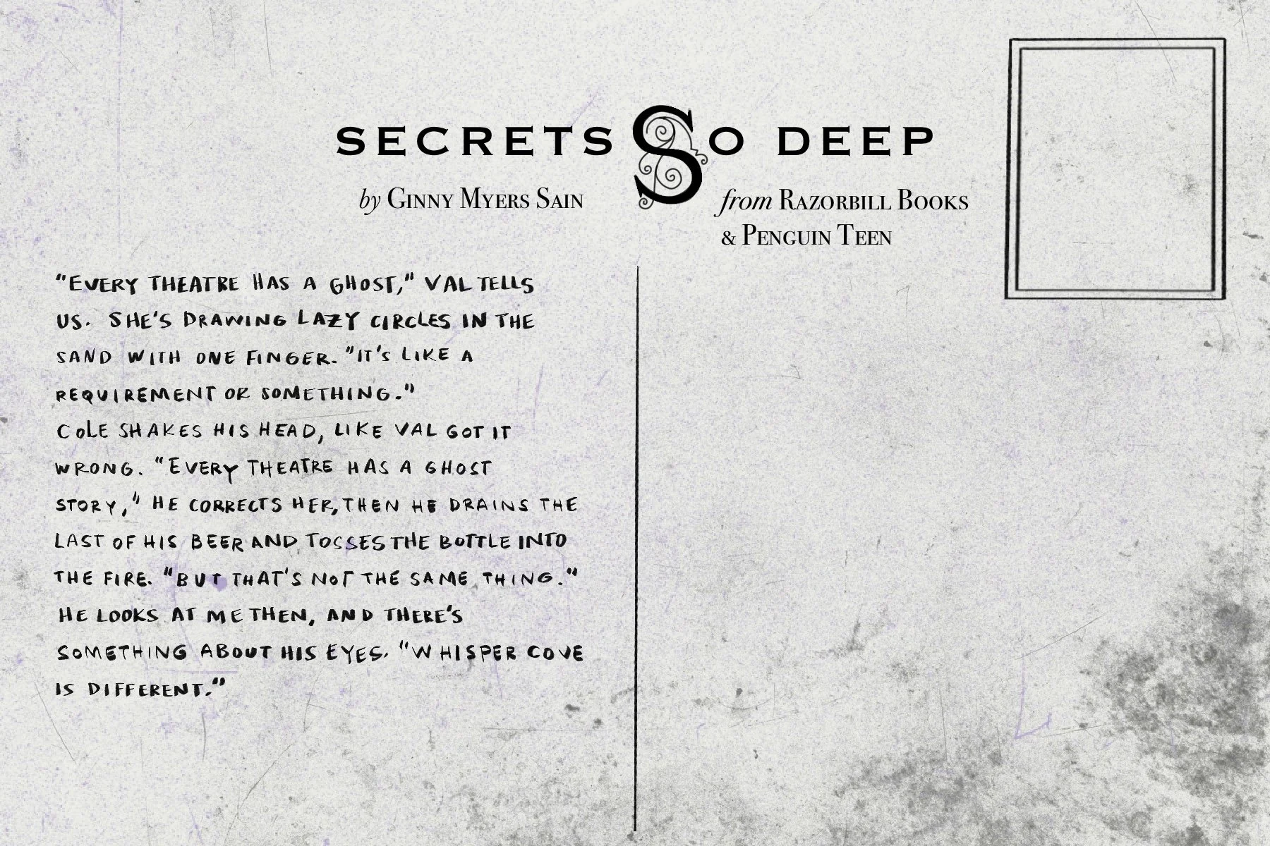 Whisper Cove Theater Postcard for Secrets So Deep [back], 2022