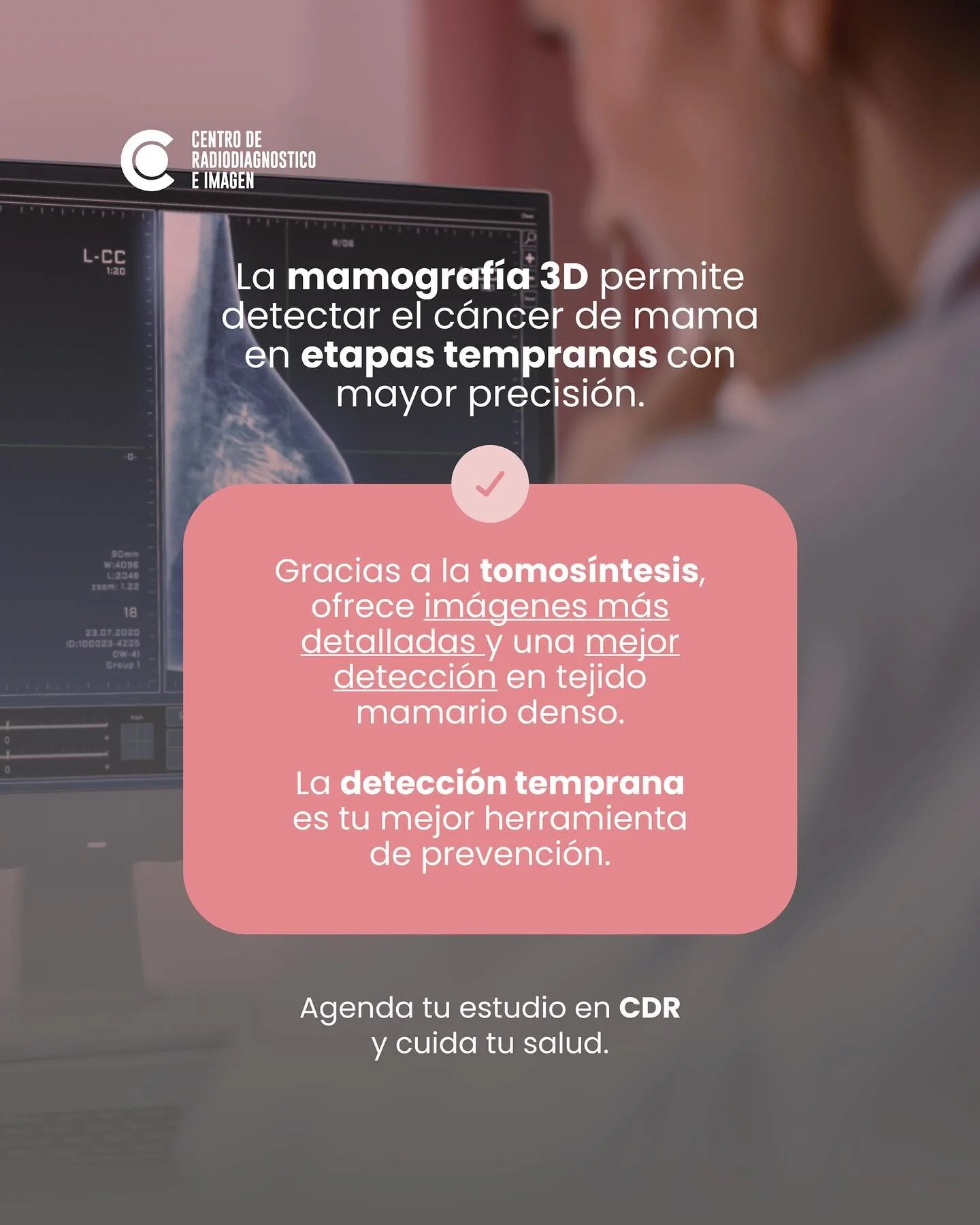 La mamograf&iacute;a 3D es una herramienta clave para la prevenci&oacute;n y diagn&oacute;stico oportuno.

Agenda tu estudio en CDR.
👉🏼81 1734 2030 / 81 8333 4185 📍Hidalgo 2315 Col. Obispado Mty, N.L