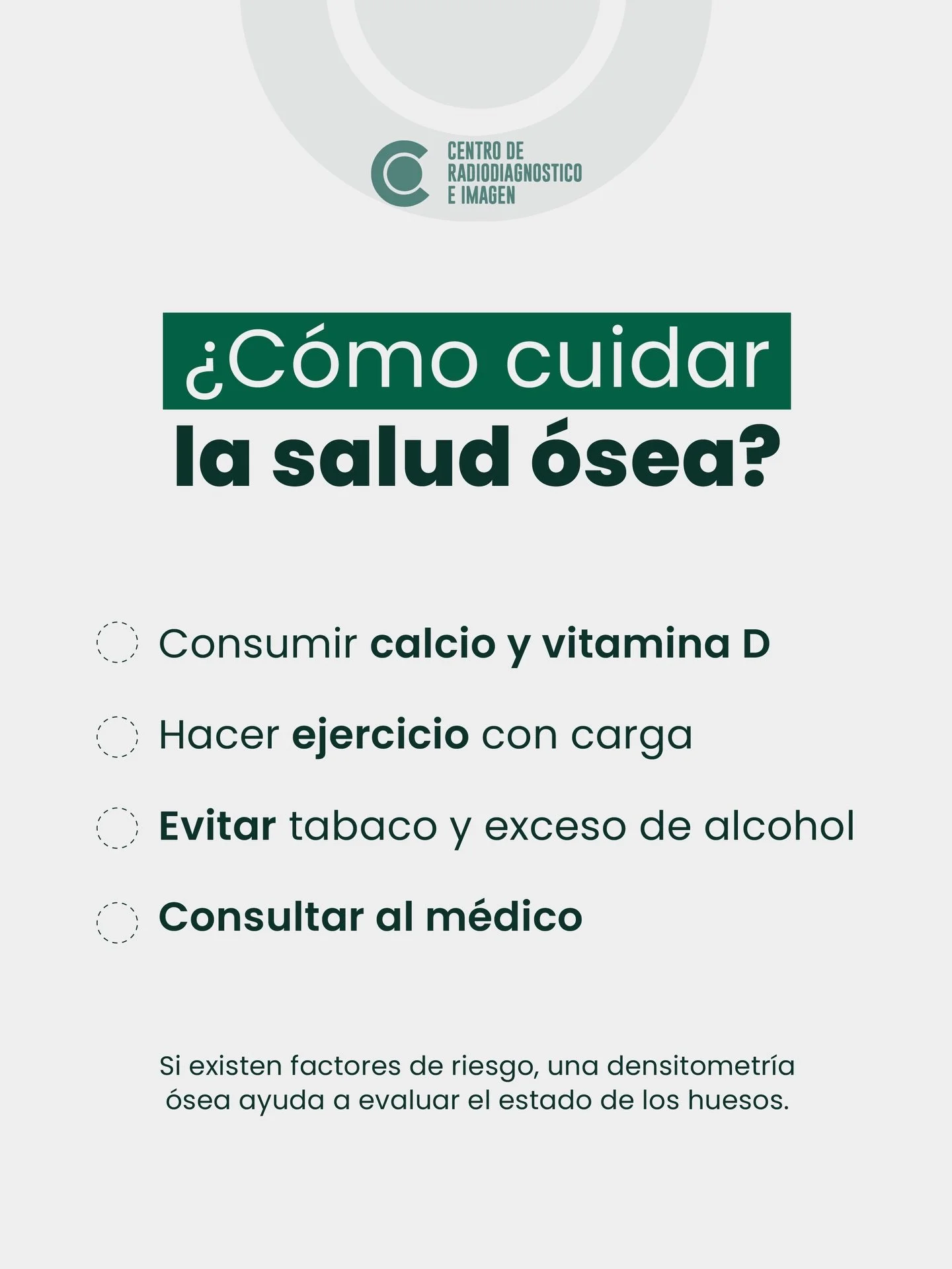 Estas son algunas recomendaciones para cuidar la salud &oacute;sea.
Si existen factores de riesgo, una densitometr&iacute;a &oacute;sea ayuda a evaluar el estado de los huesos.

👉🏼81 1734 2030 / 81 8333 4185 📍Hidalgo 2315 Col. Obispado Mty, N.L
