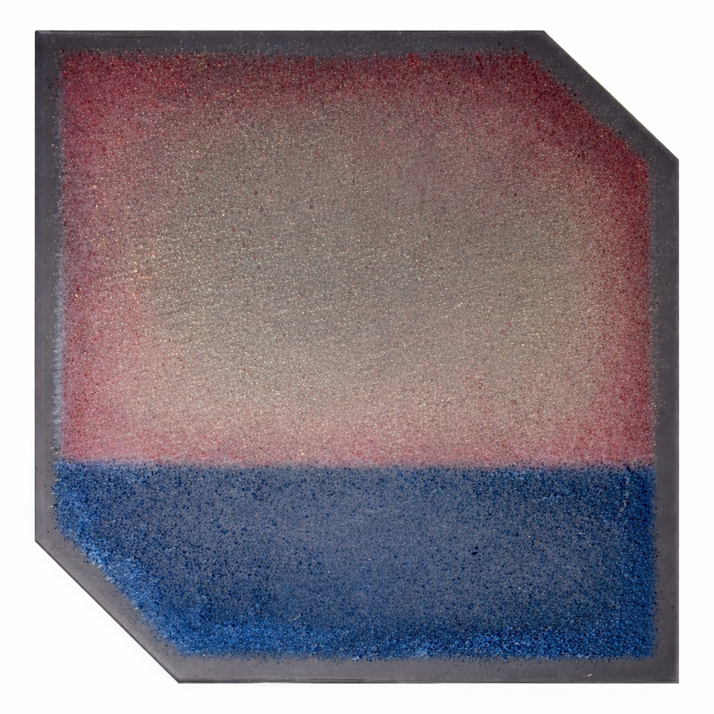 Nocturne.  2025.  Tempera and resin on grey-mirrored Perspex.  45 x 48cm. 