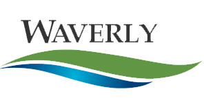 Waverly logo with stylized green, blue, and purple waves.