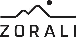 Zorali logo with mountain design and dot