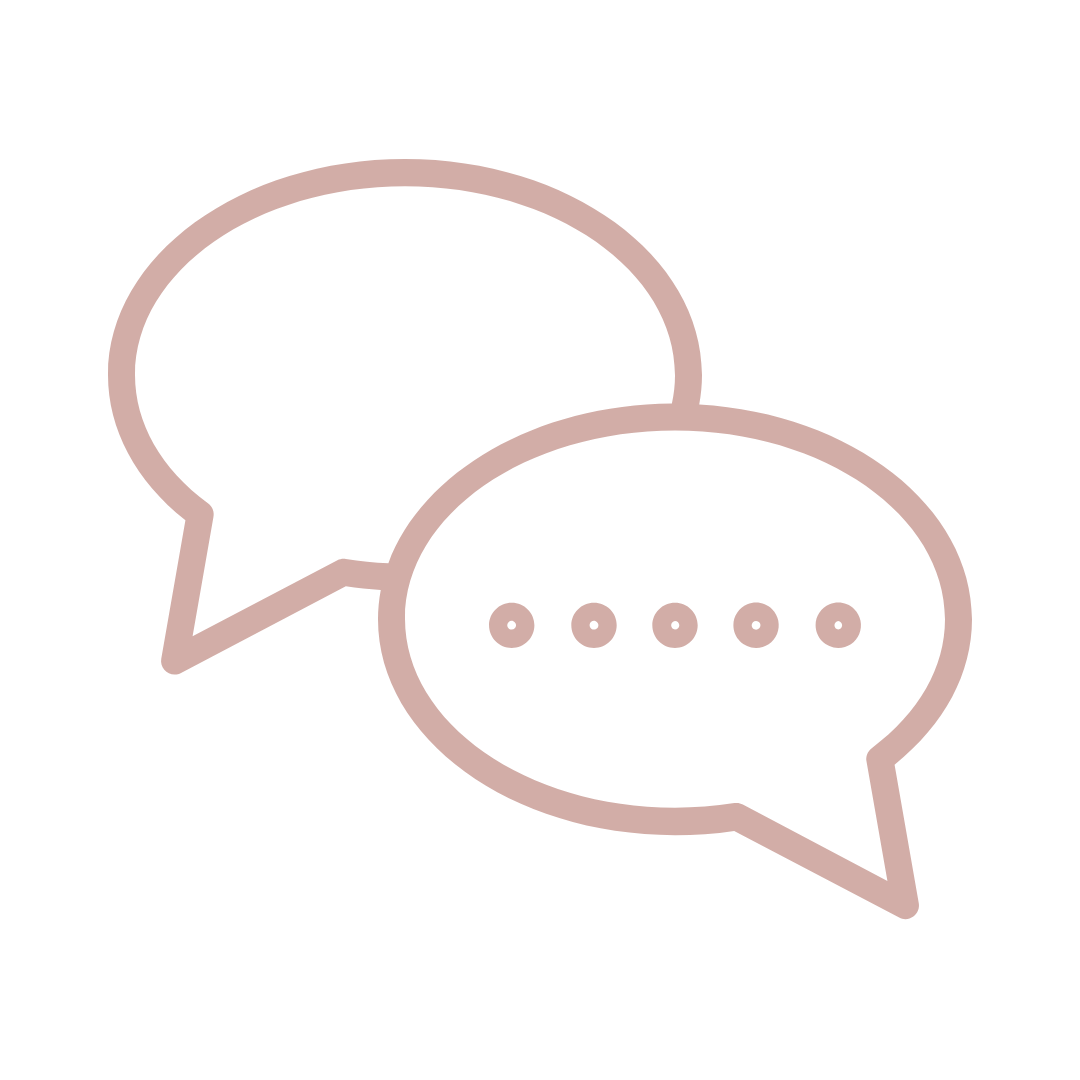 Two speech bubble icons, one with ellipsis