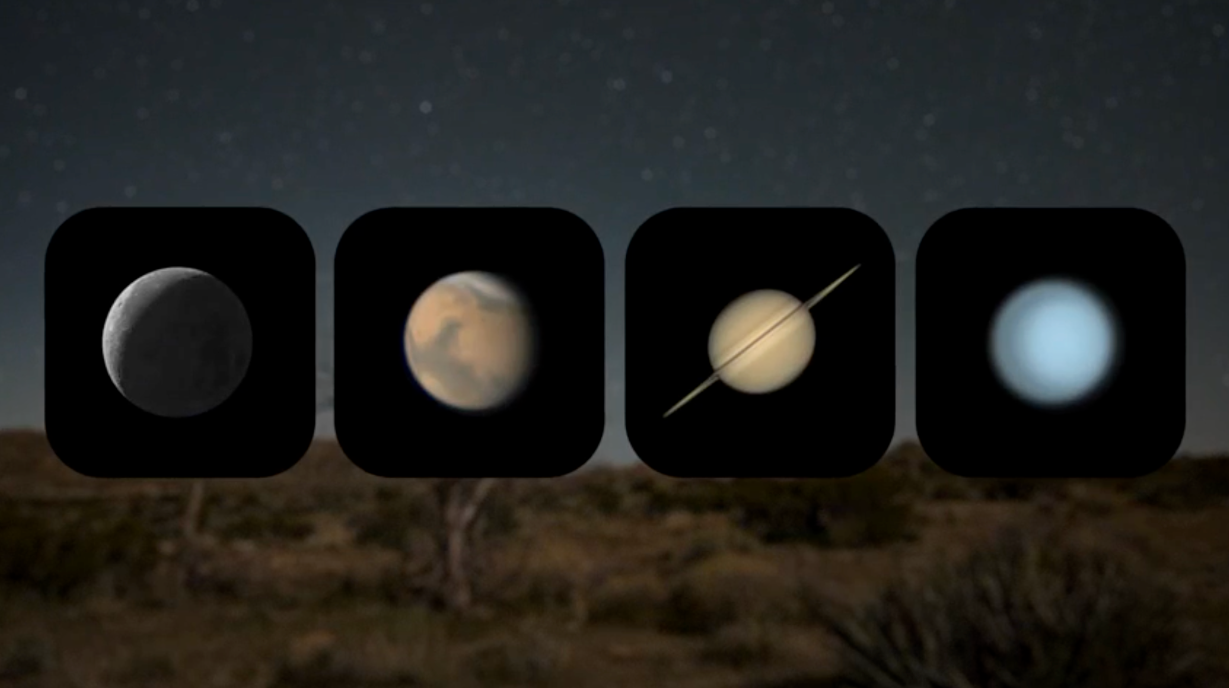 Dawn alignment of the Moon, Mars, Saturn, and Uranus