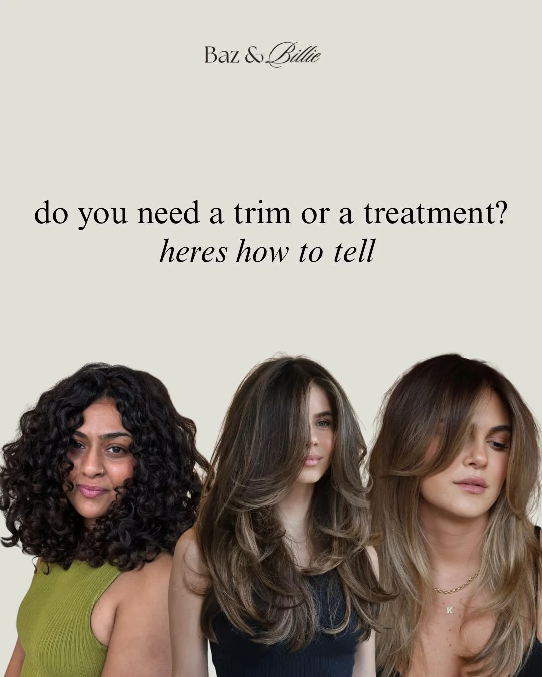 Trims &amp; Treatments 🤝🏼 Shiny Healthy Hair 

Will your hair not hold a curl? Are you constantly pulling your hair into a slick back or fighting to get a brush through your hair into the mornings? Never underestimate the power of a trim &amp; trea
