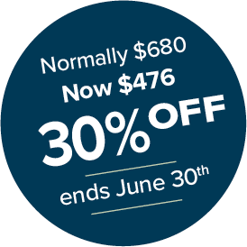 circle graphic showing thirty percent off normal price to four hundred and seventy six dollars