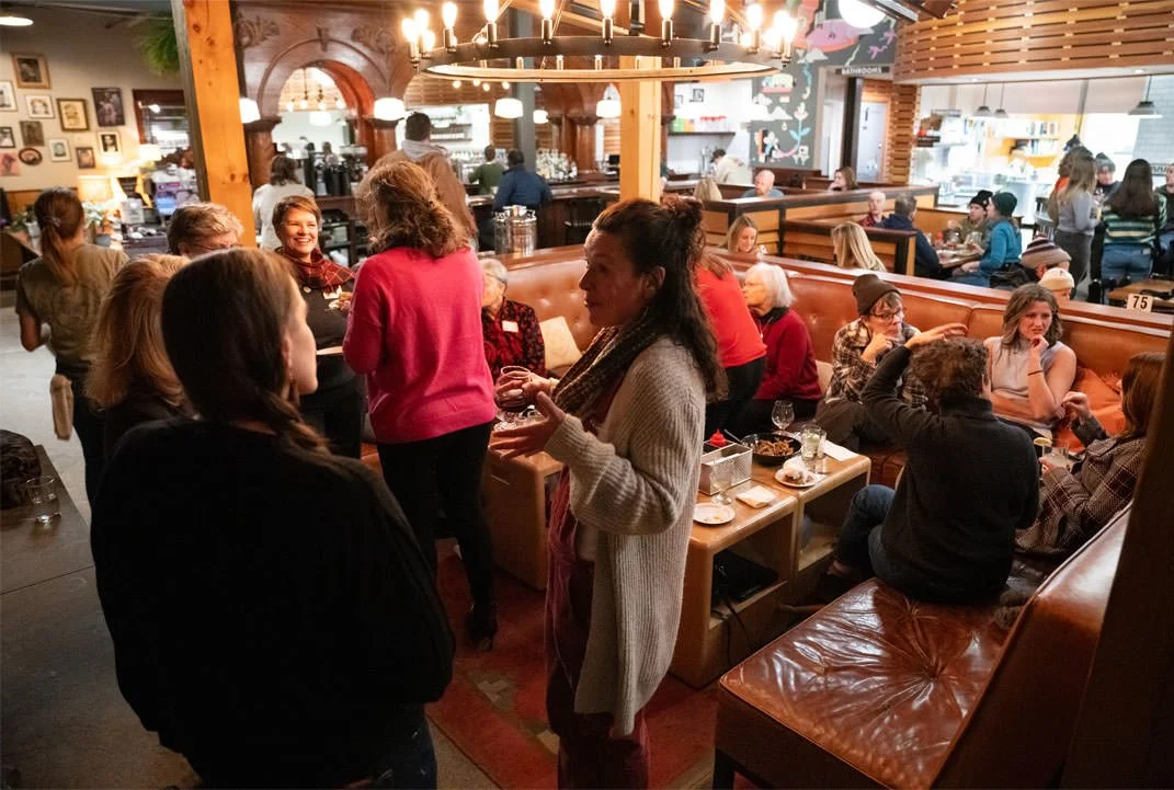 A holiday gathering at a restaurant venue