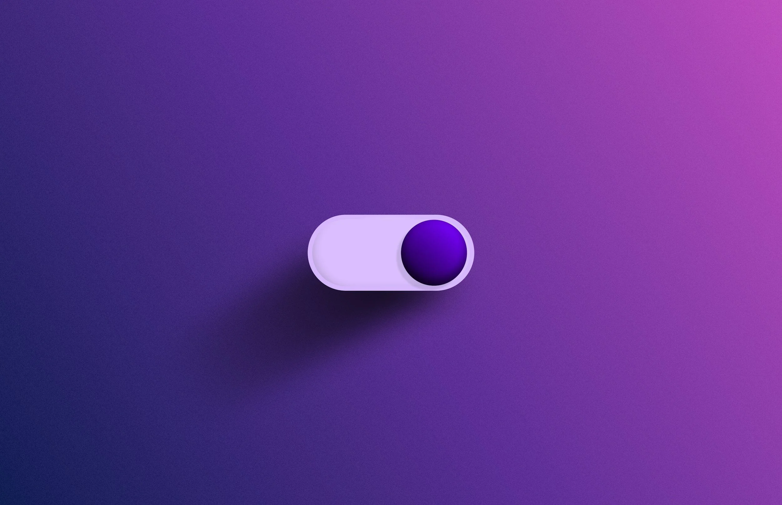 A minimalistic purple toggle switch in the ON position with a purple background.