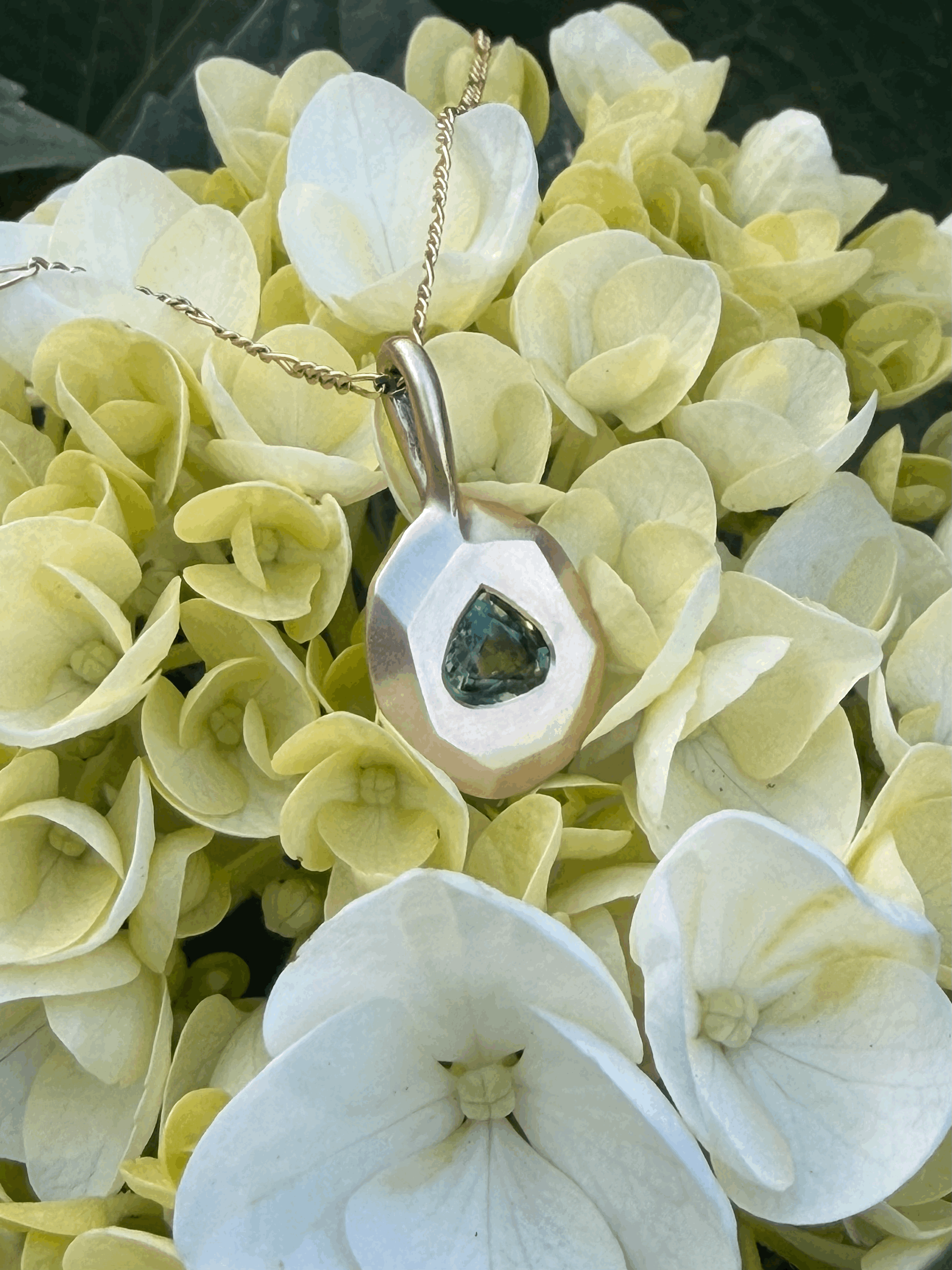 Mini Maddie Pendant No. 6 - Pear green sapphire