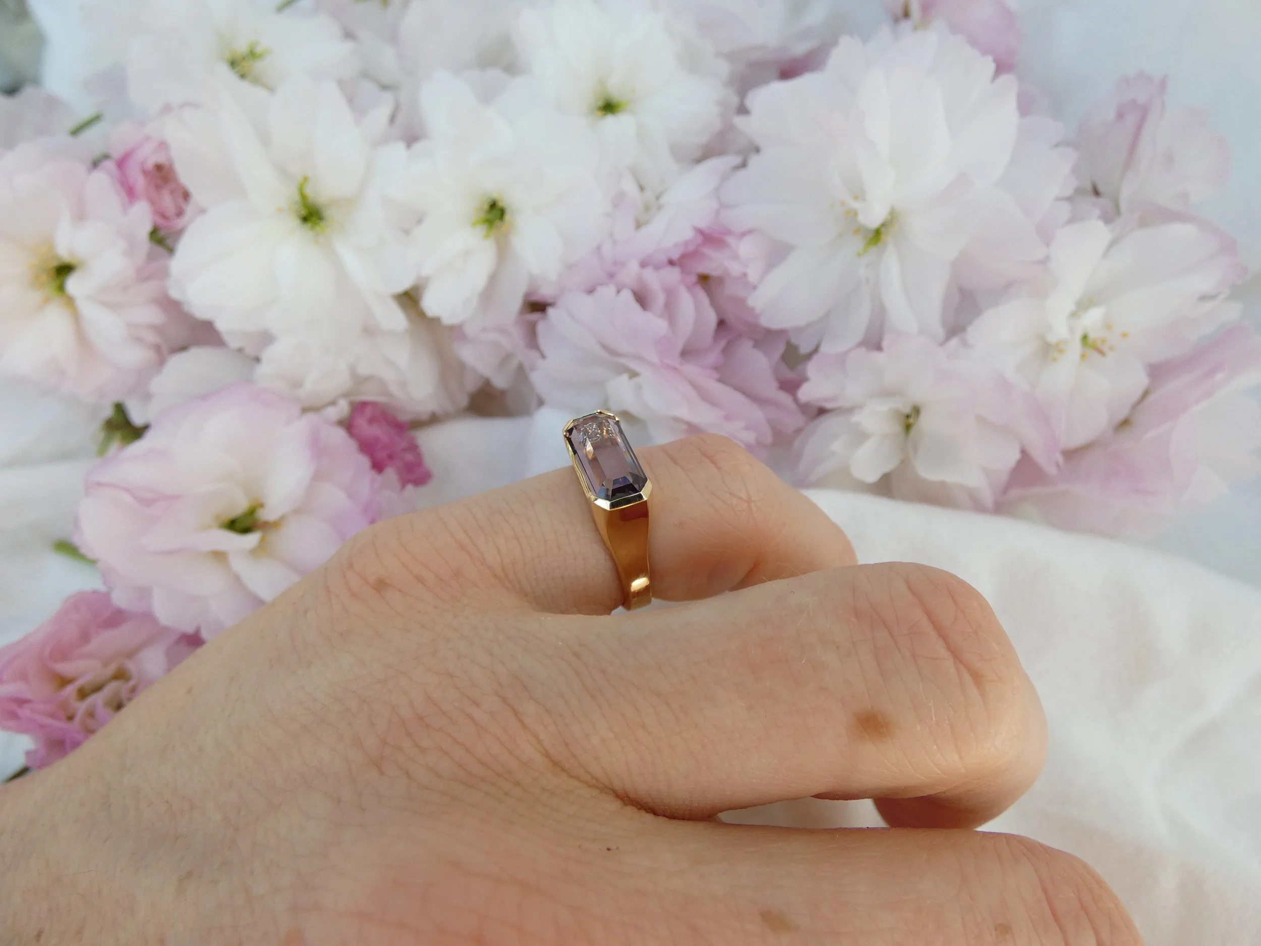 Sabine - One-of-a-kind Portrait Cut Spinel and Natural Diamond Ring