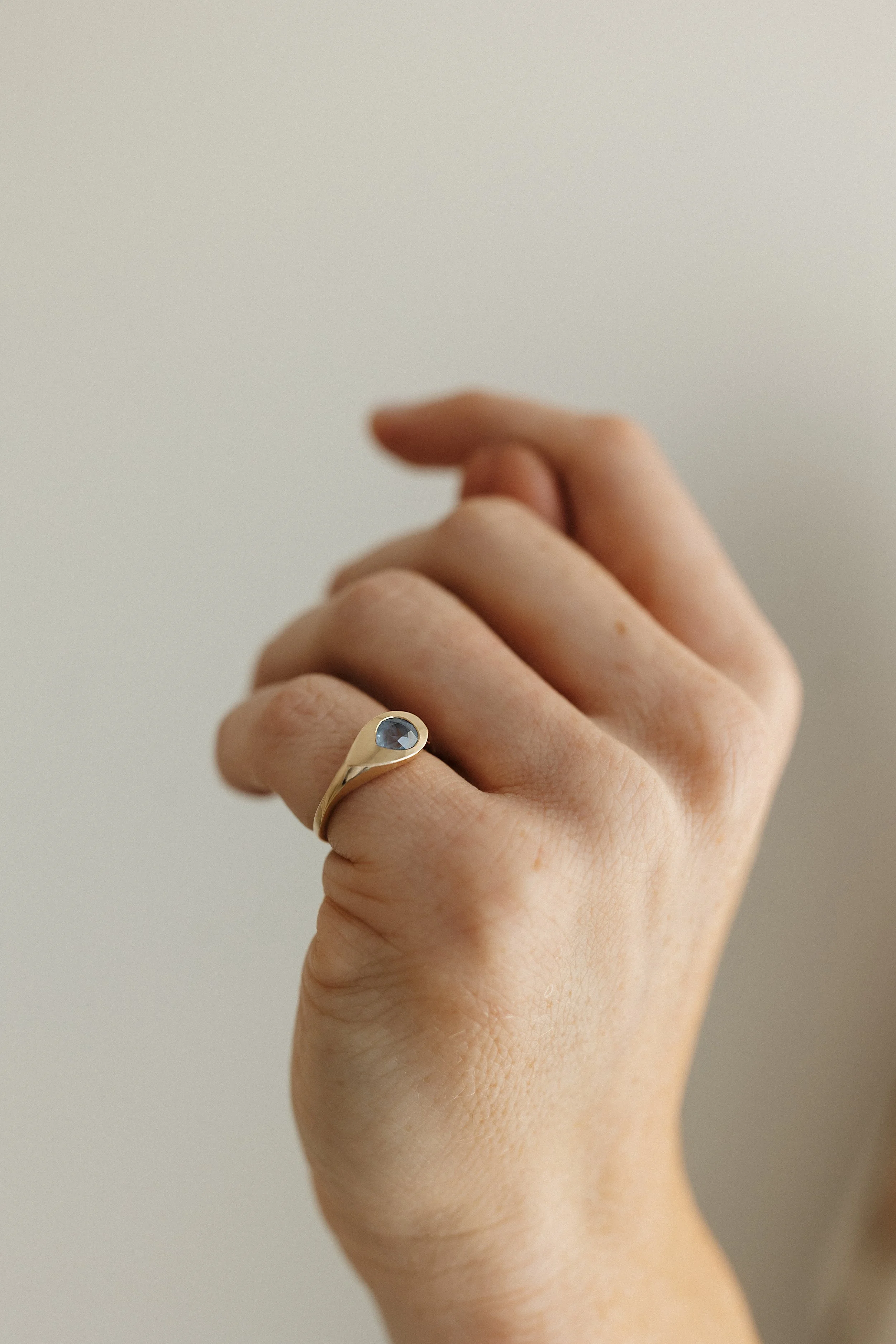 Signature Signet Ring - Glacial Blue Sapphire