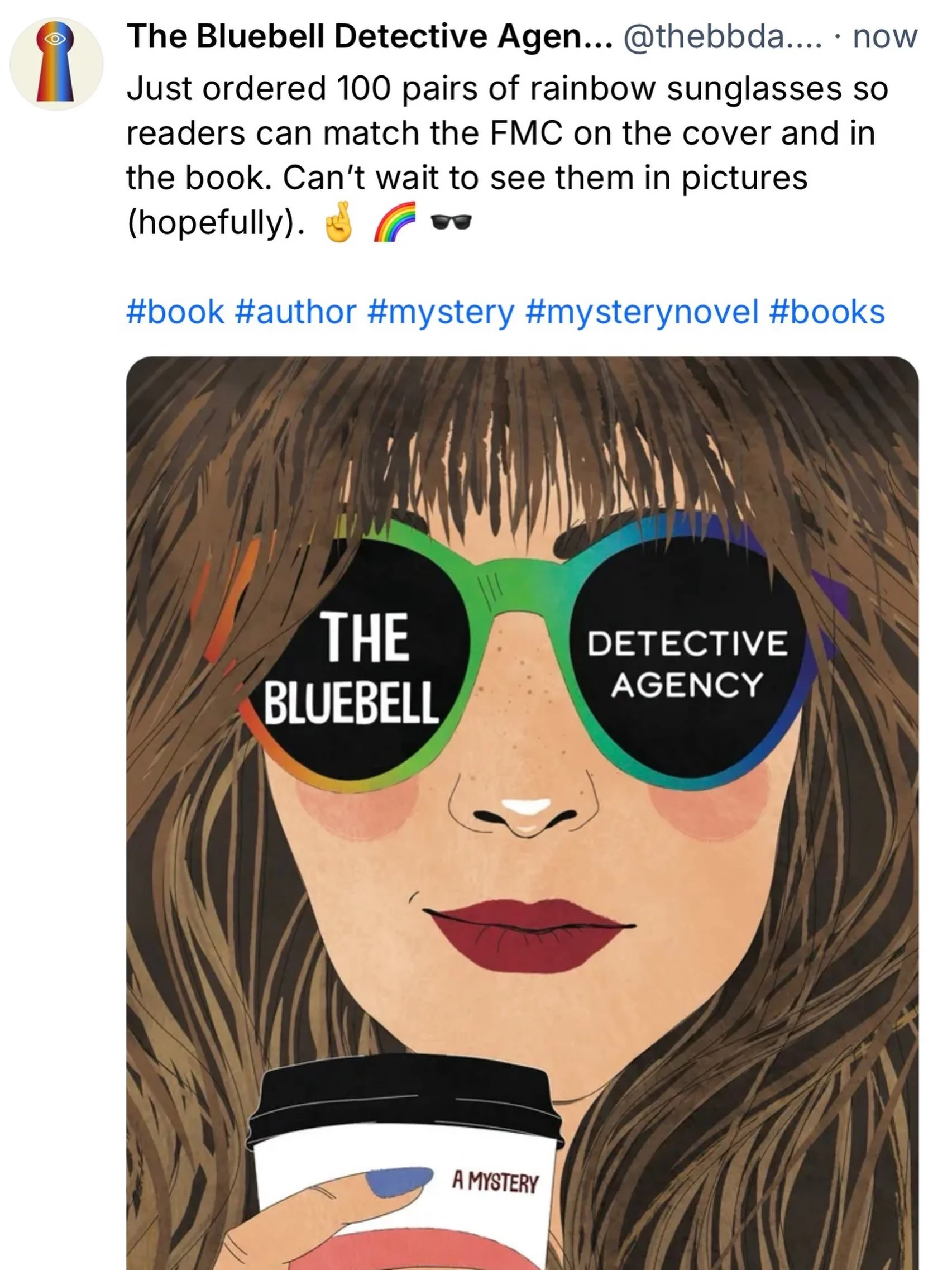 100 pairs of rainbow sunglasses are officially on their way! 🌈🕶️

Because obviously readers of The Bluebell Detective Agency need the option to match Rose and the cover. 😂 I&rsquo;m hoping these make their way into ARC boxes, launch goodies, and l