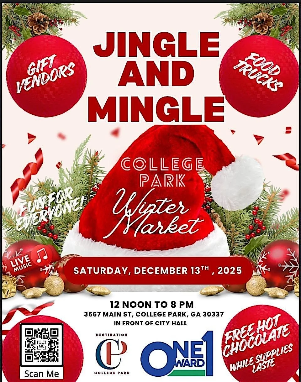 Get in the holiday spirit at the Jingle and Mingle Winter Market in College Park this Saturday! Enjoy delicious food trucks and shop from local vendors to make your season merry and bright. Don't miss out on this festive event - Link in bio for more 