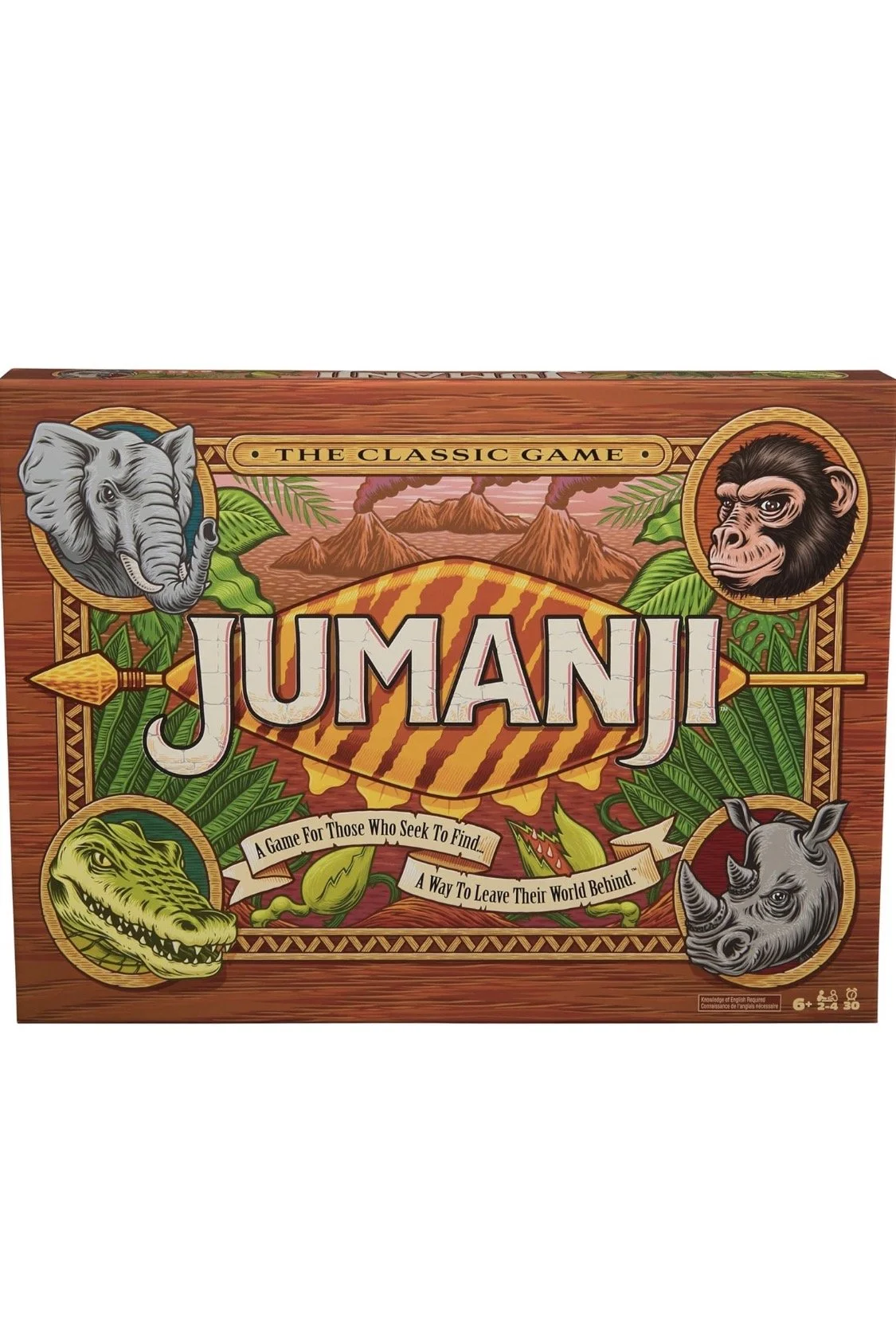 Jumanji classic adventure board game with jungle-themed box design