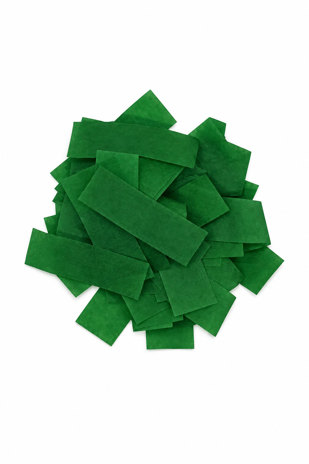 Dark Green rectangular tissue paper confetti pieces for confetti machine rentals and event celebrations.