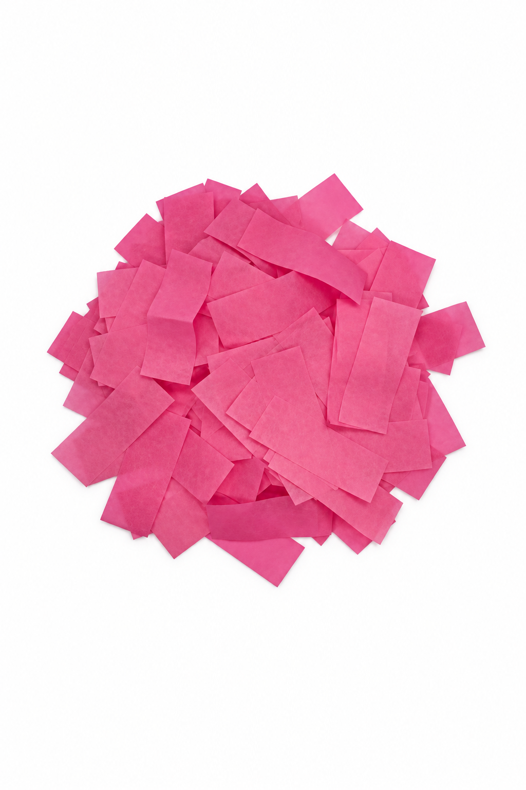 Fuschia rectangular tissue paper confetti pieces for confetti machine rentals and event celebrations.