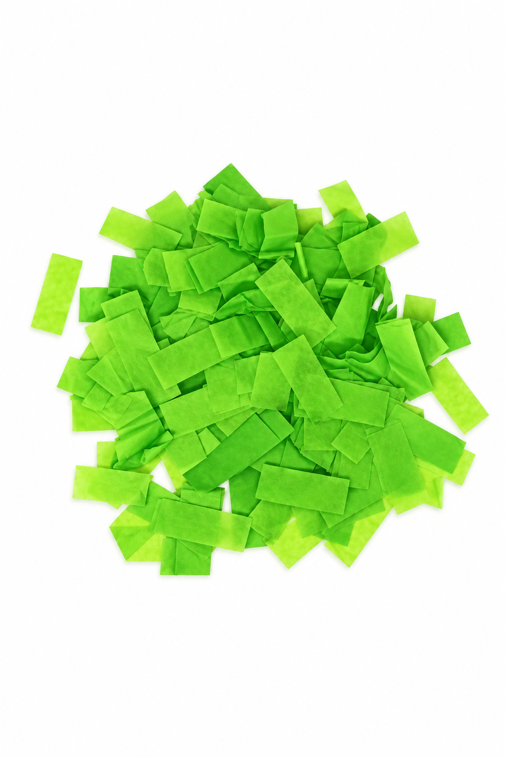 Lime Green rectangular tissue paper confetti pieces for confetti machine rentals and event celebrations.
