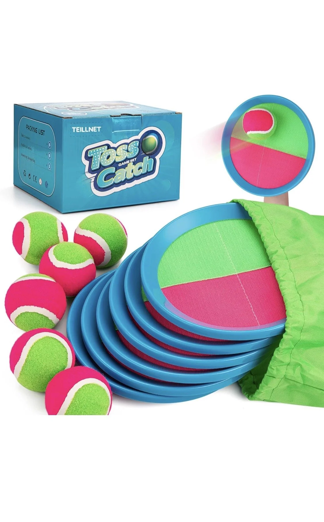 Toss and catch ball game set with paddles and balls for kids outdoor party games