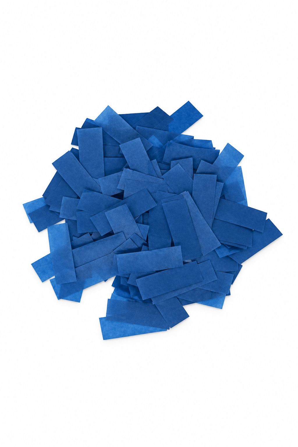 Royal Blue rectangular tissue paper confetti pieces for confetti machine rentals and event celebrations.