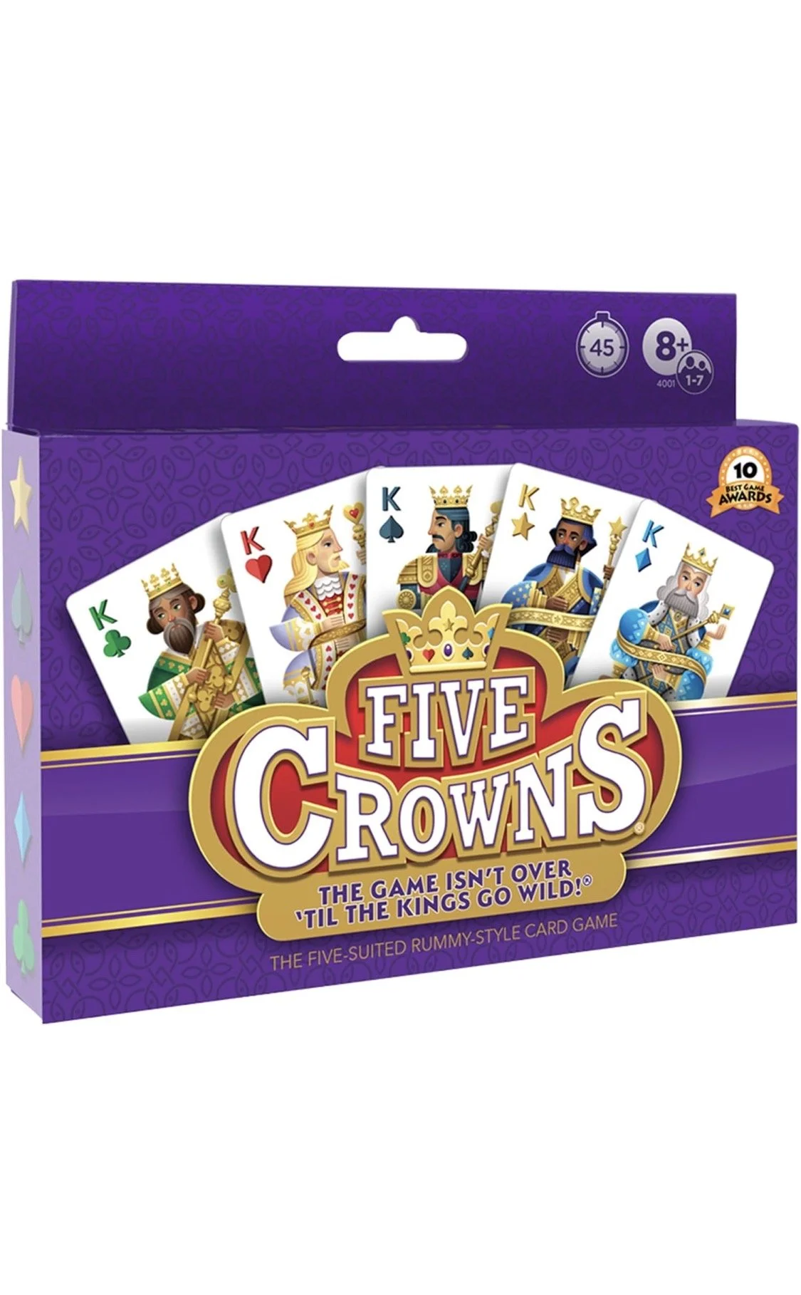 Five Crowns card game with illustrated royal cards and scoring gameplay