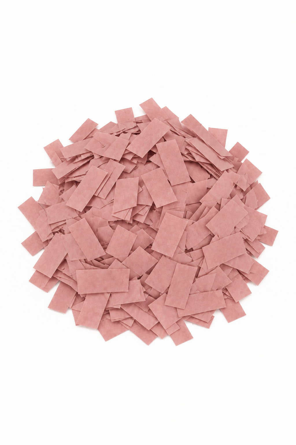 Mauve rectangular tissue paper confetti pieces for confetti machine rentals and event celebrations.